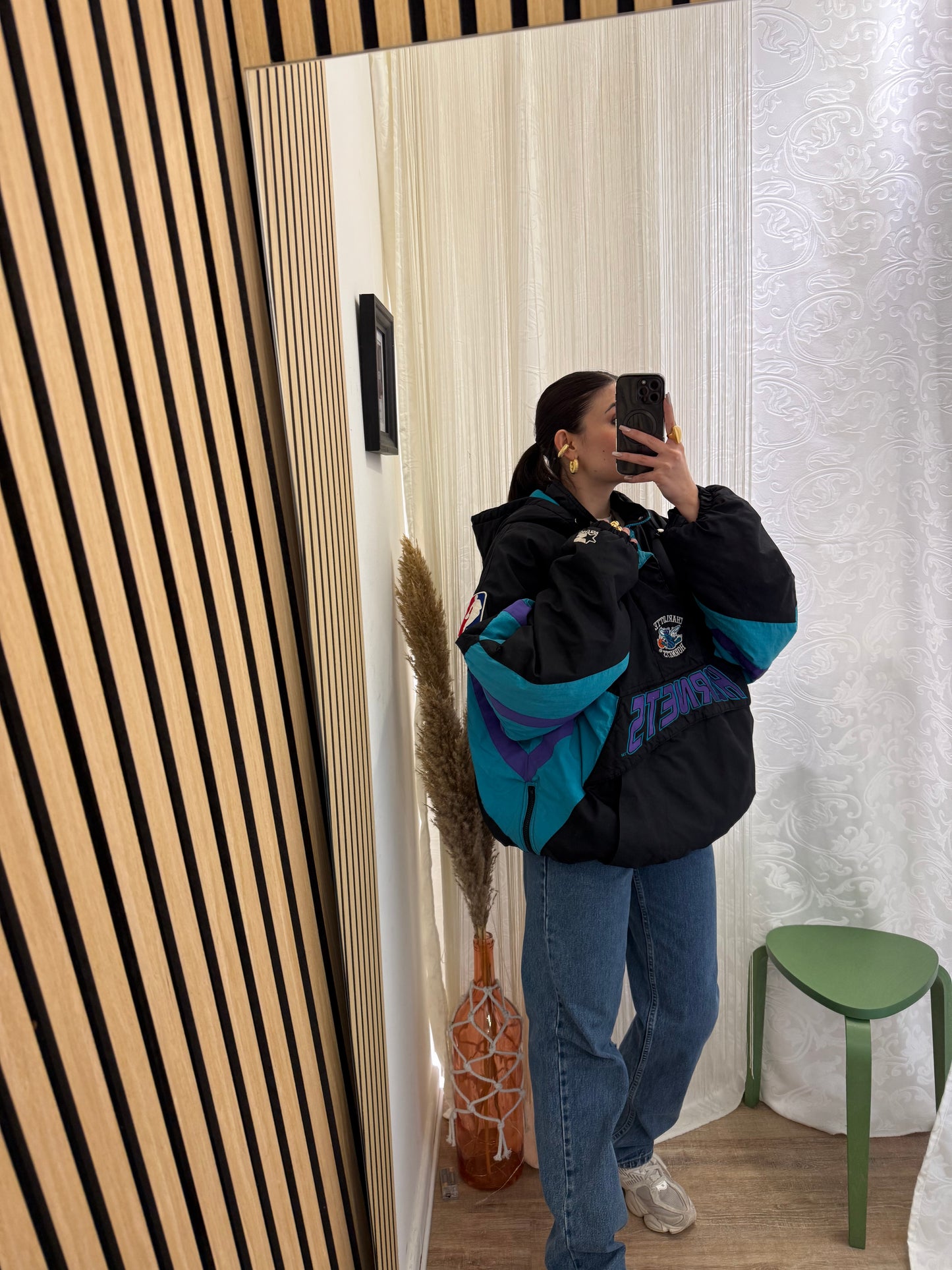 Unisex Giacca Vintage 1990s Charlotte Hornets Starter Pouch