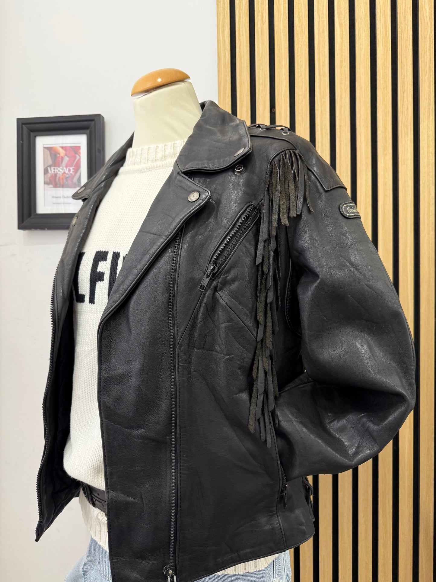 Chiodo in vera pelle con frange
