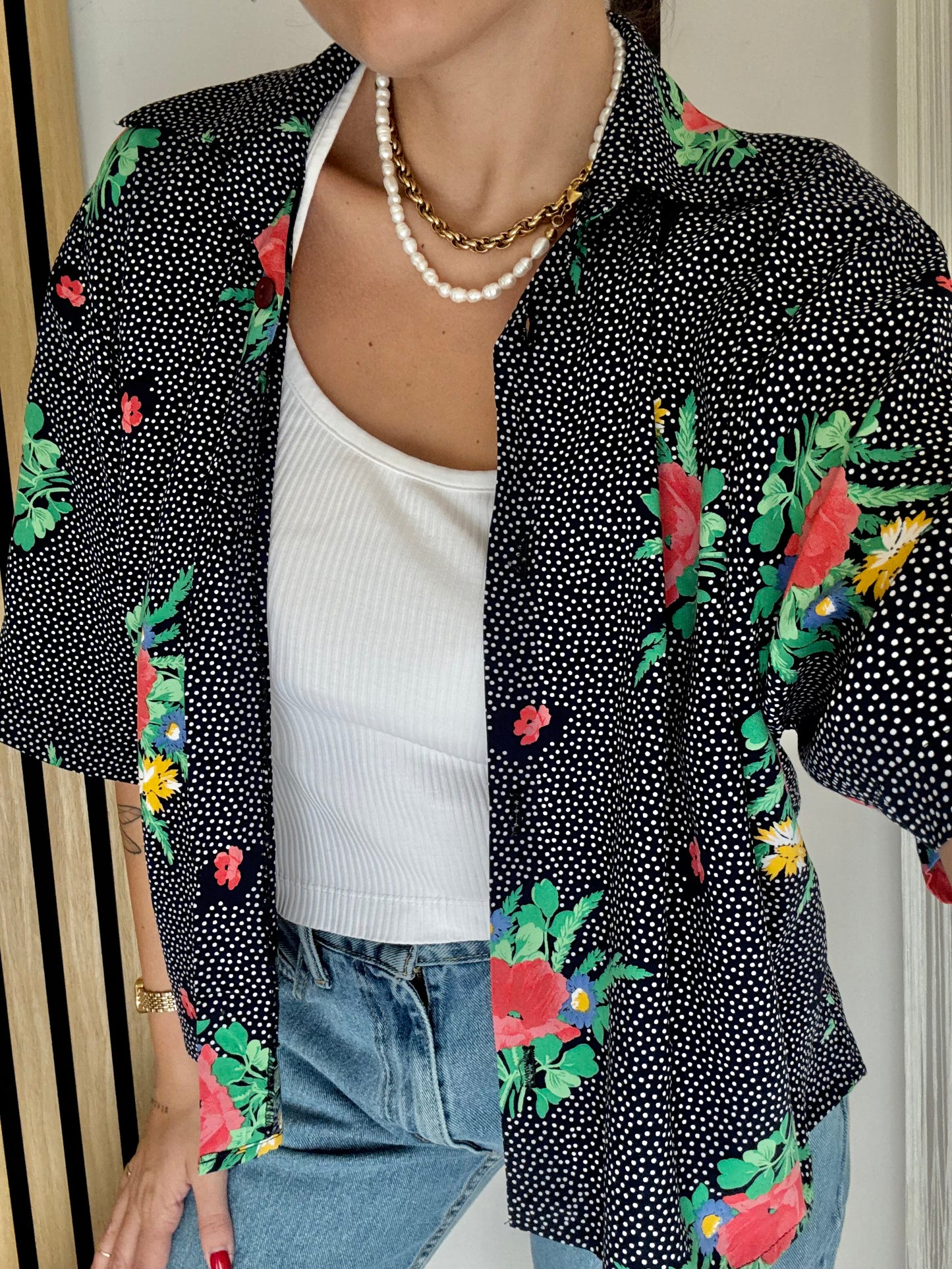 Camicia Vintage a fantasia crop
