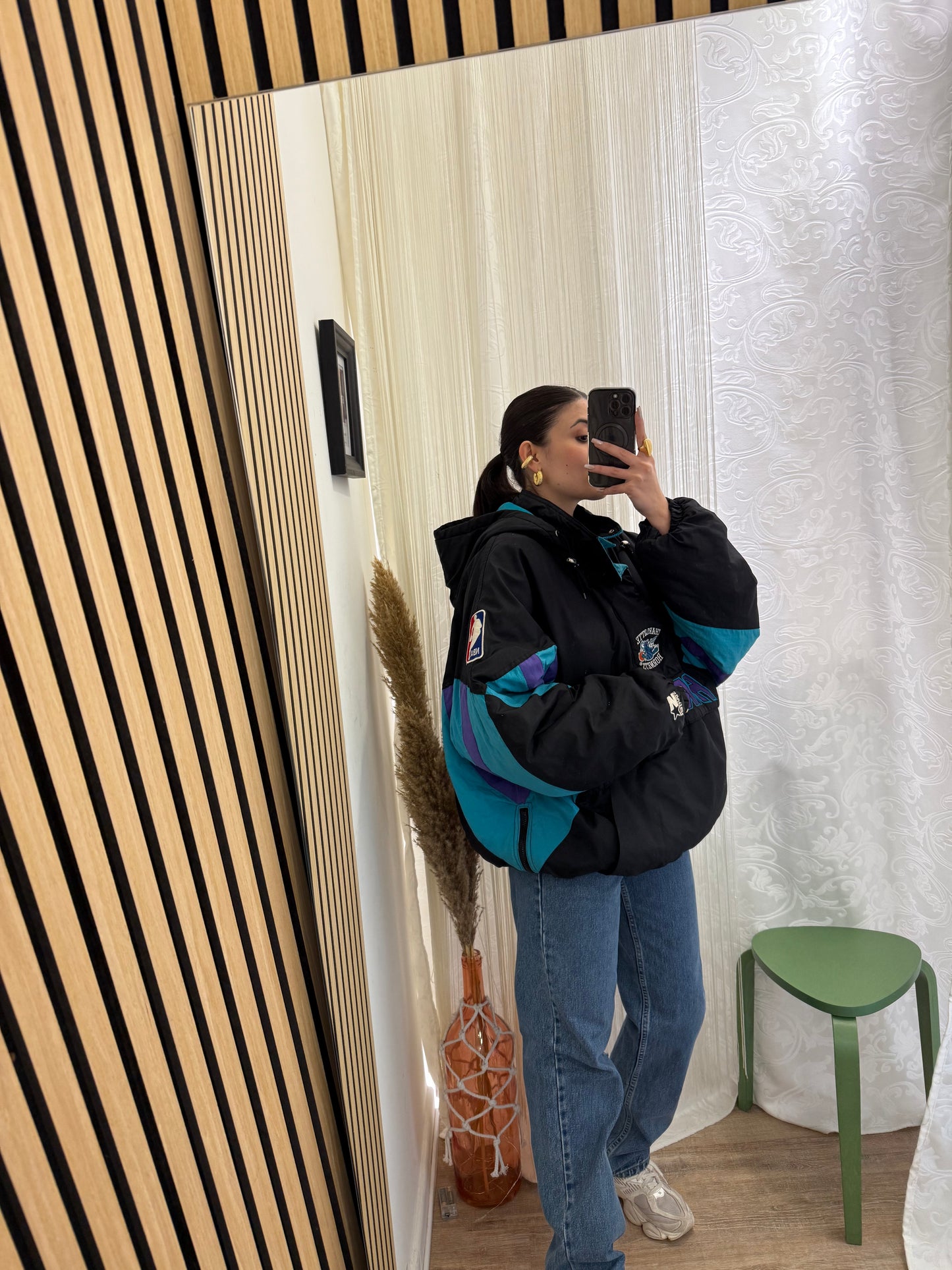 Unisex Giacca Vintage 1990s Charlotte Hornets Starter Pouch