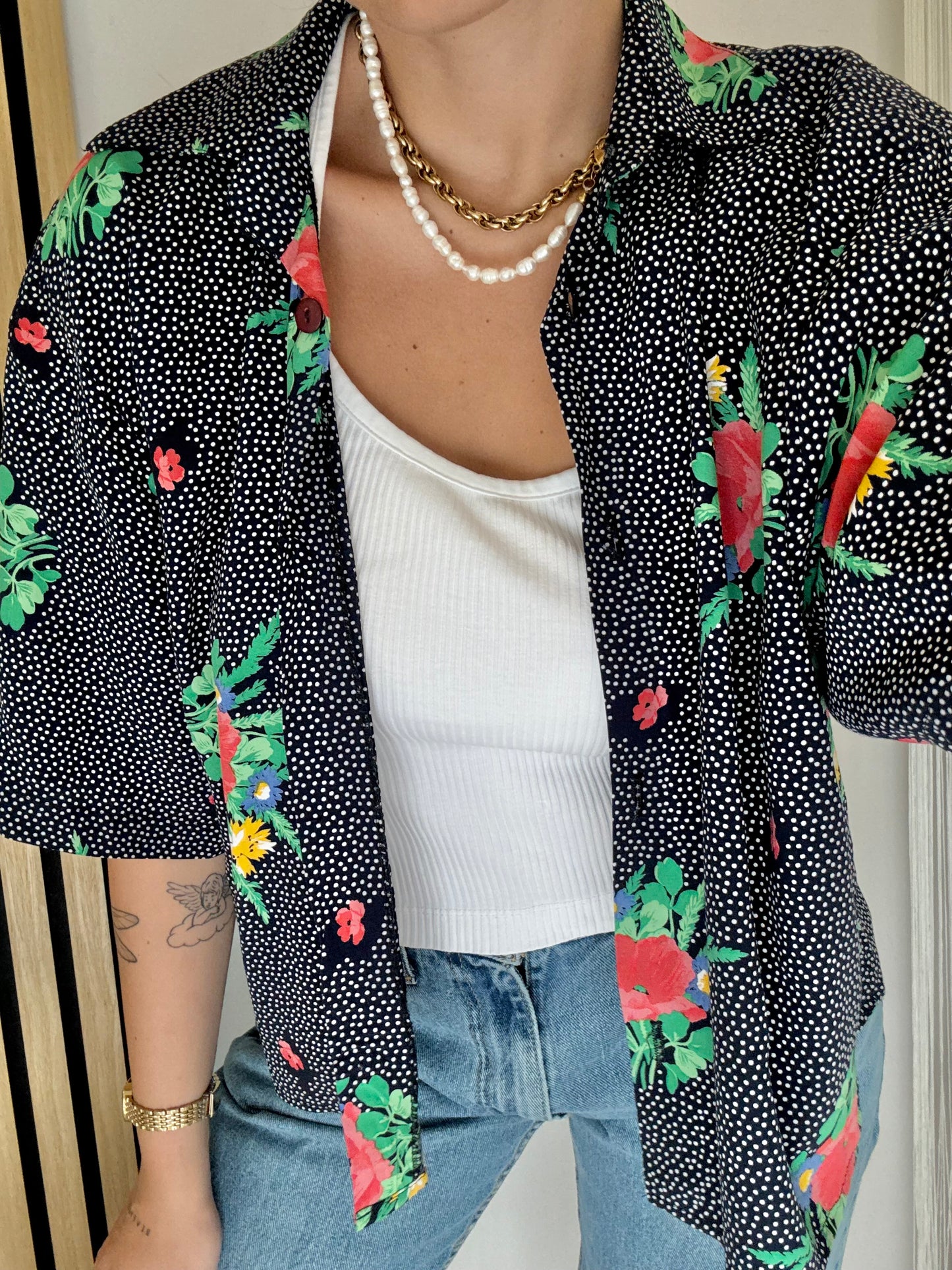 Camicia Vintage a fantasia crop