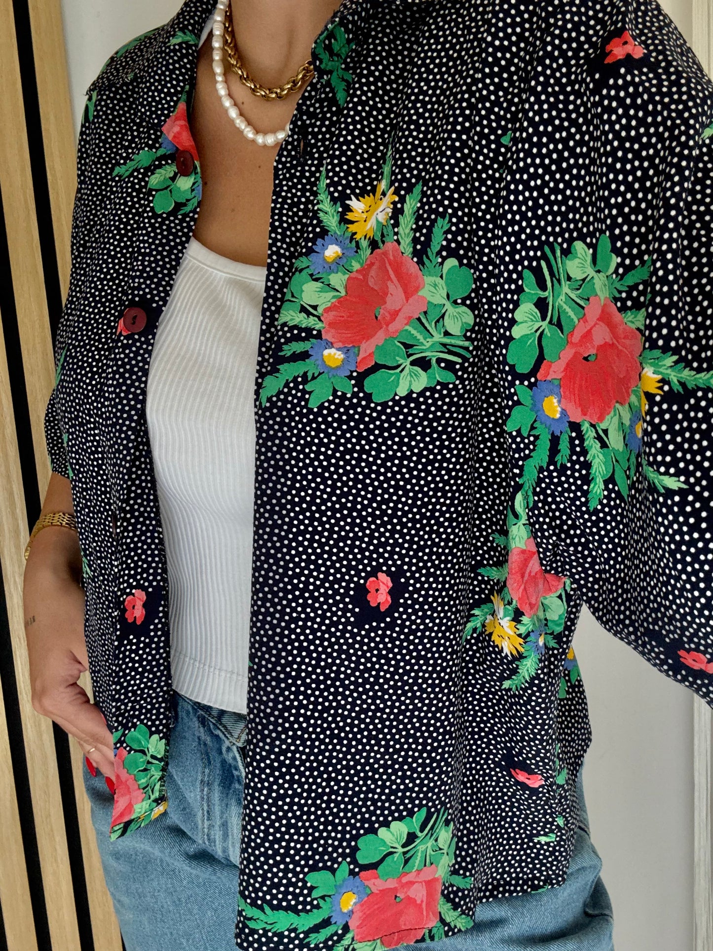 Camicia Vintage a fantasia crop