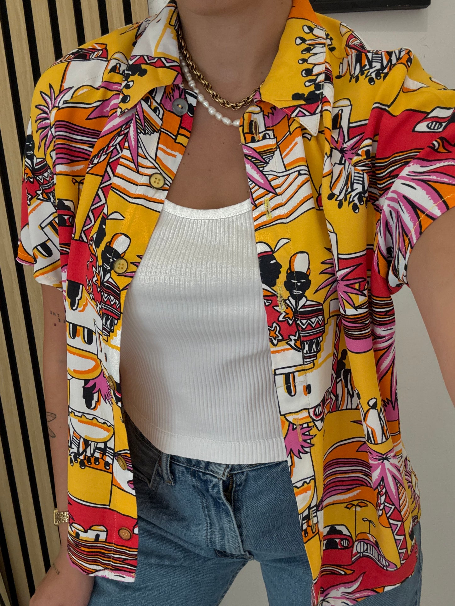 Camicia Vintage a fantasia crop