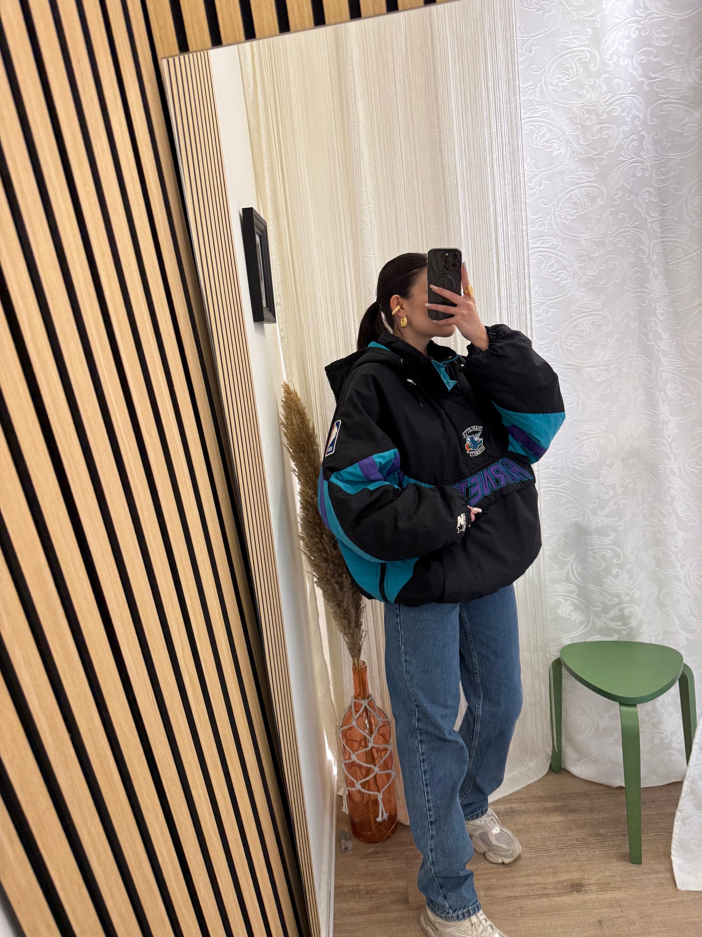 Unisex Giacca Vintage 1990s Charlotte Hornets Starter Pouch