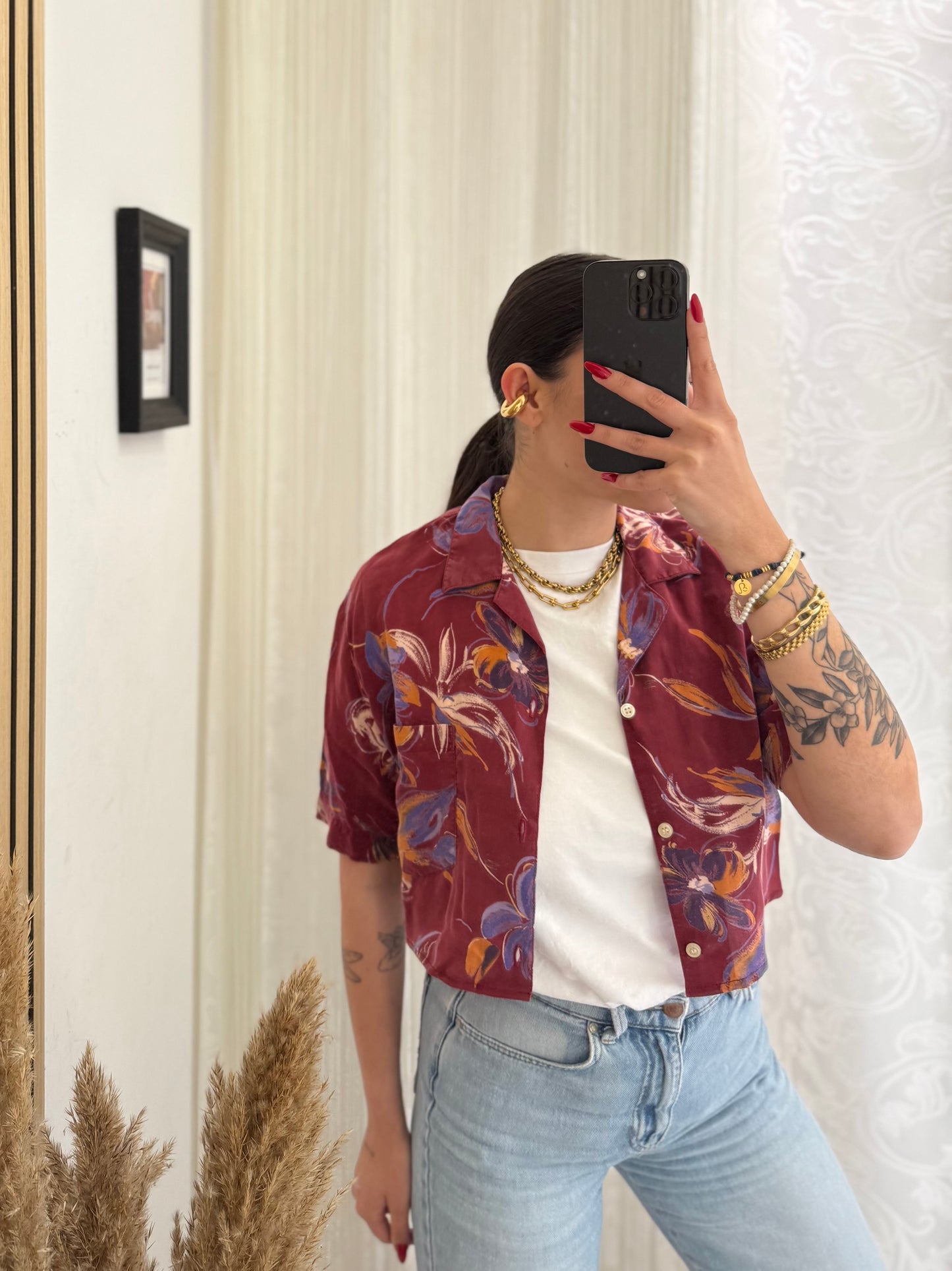 Camicia Vintage crop fantasia