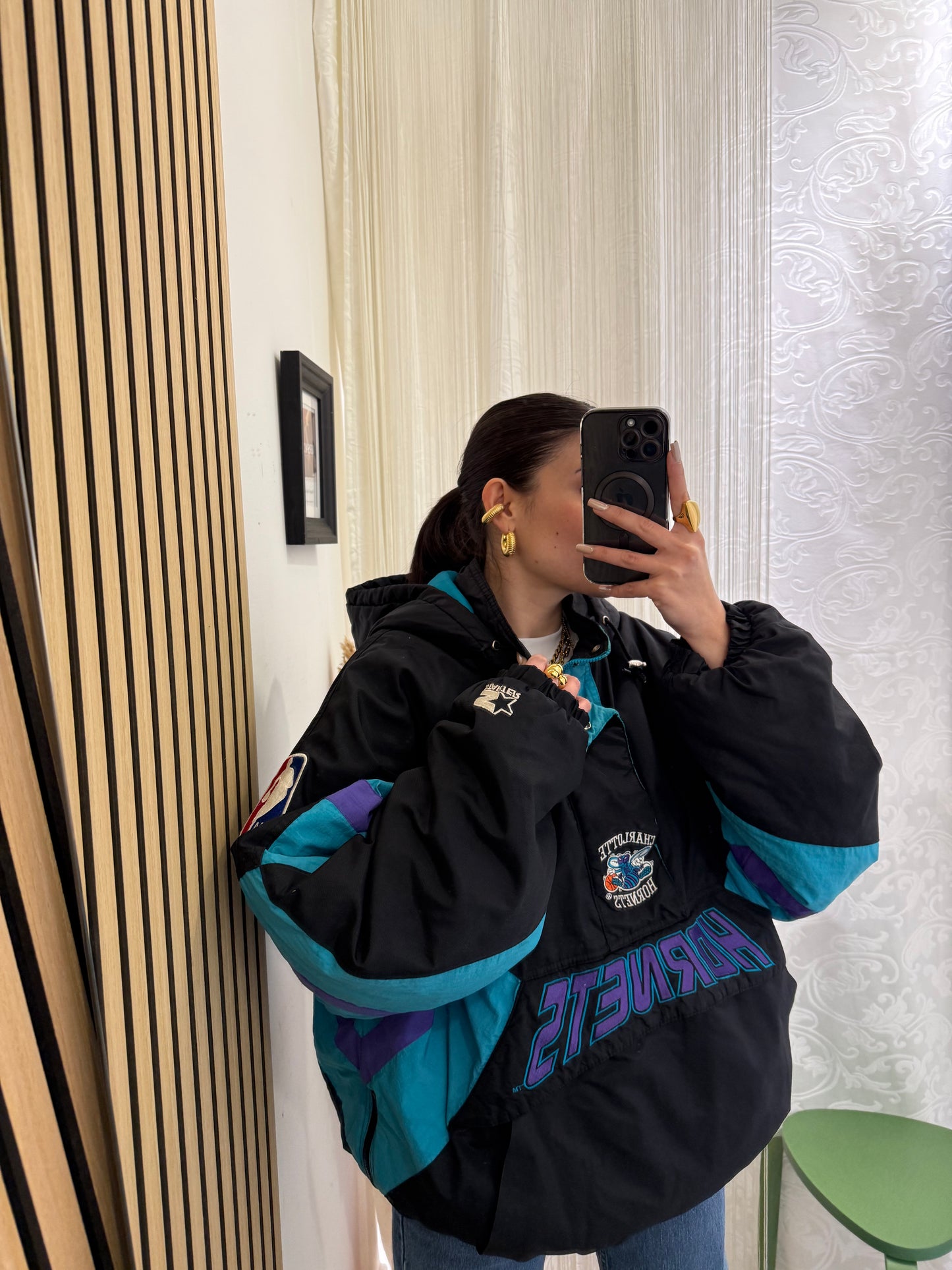 Unisex Giacca Vintage 1990s Charlotte Hornets Starter Pouch