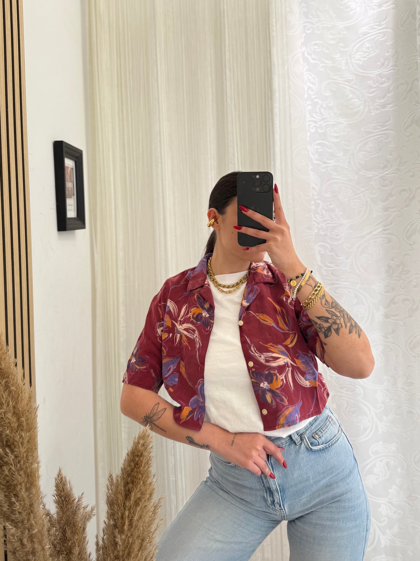 Camicia Vintage crop fantasia