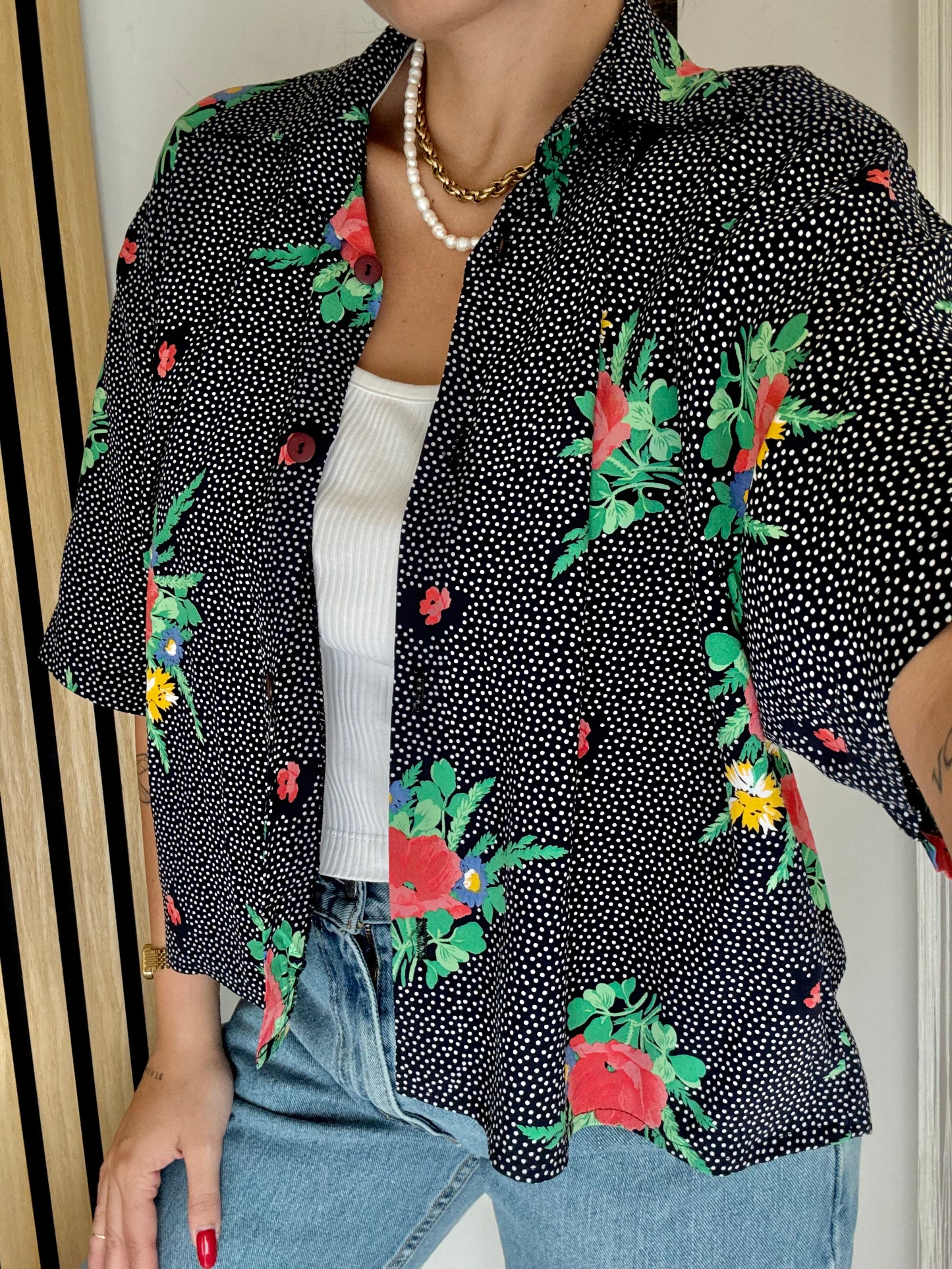 Camicia Vintage a fantasia crop