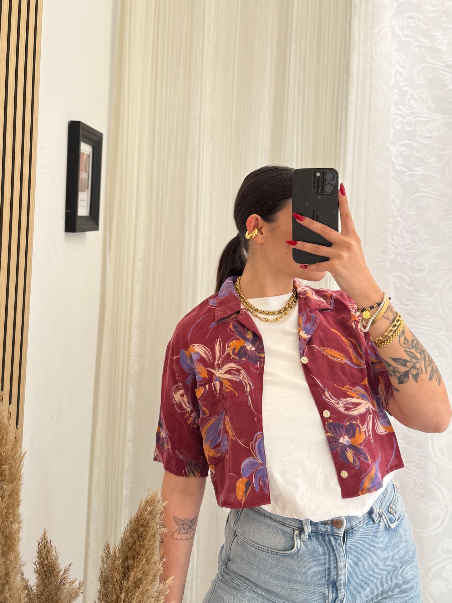 Camicia Vintage crop fantasia