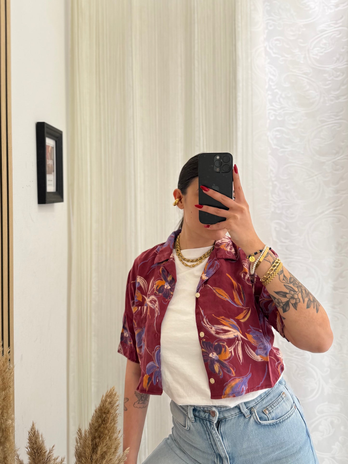 Camicia Vintage crop fantasia