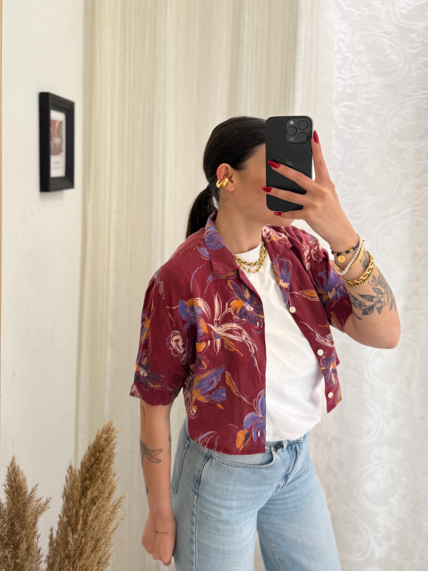 Camicia Vintage crop fantasia