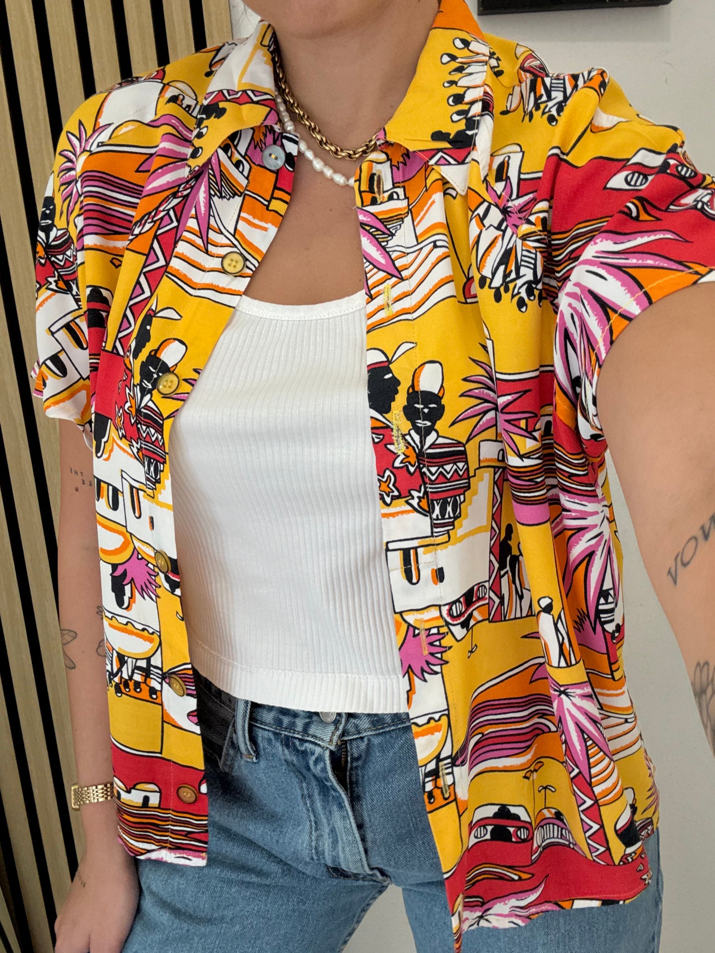 Camicia Vintage a fantasia crop
