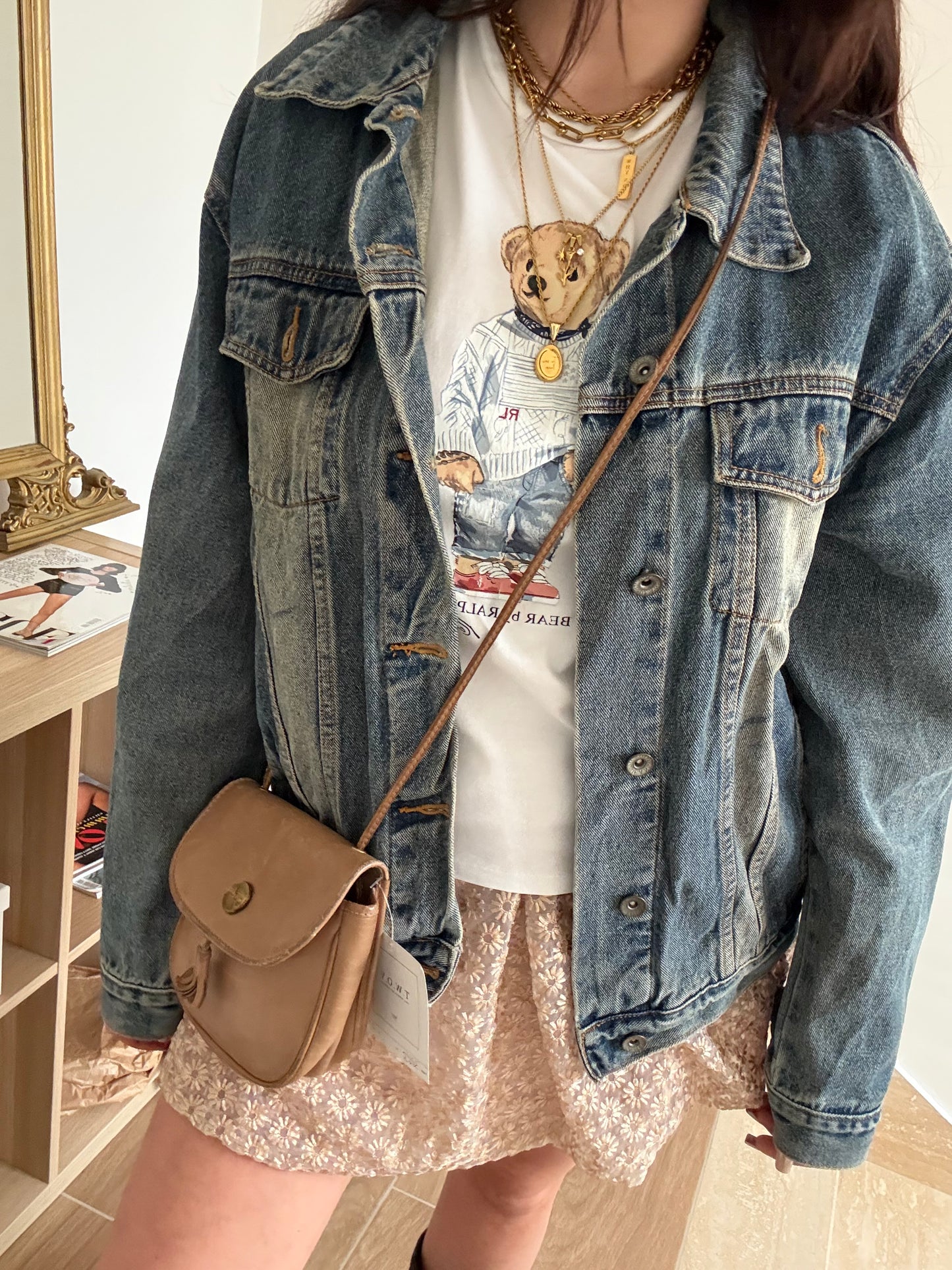 Unisex Giacca di jeans, sabbiata