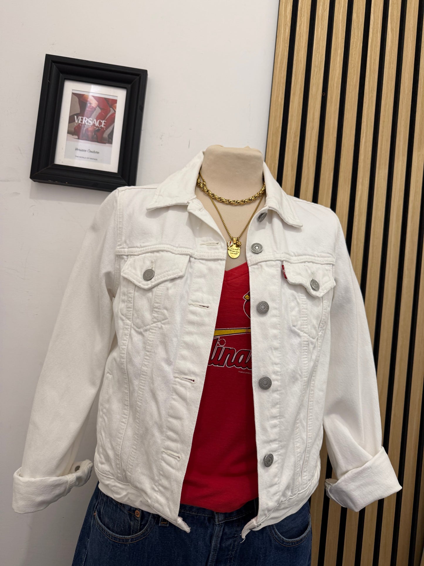 Giacca Jeans Levi's Bianca Vintage - Taglia M