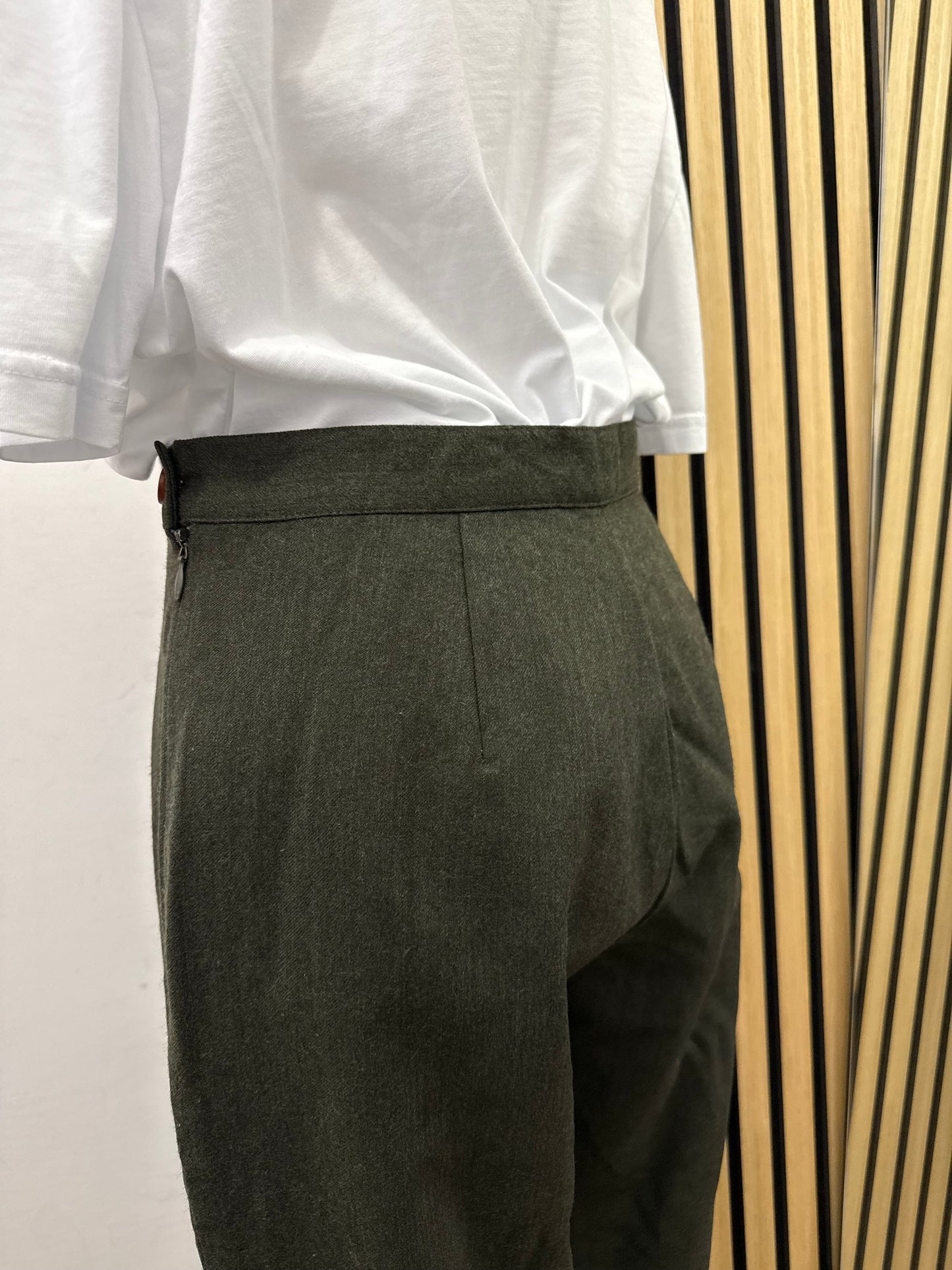 Pantalone Verdone Vintage in Pura Lana Vergine Made in Italy