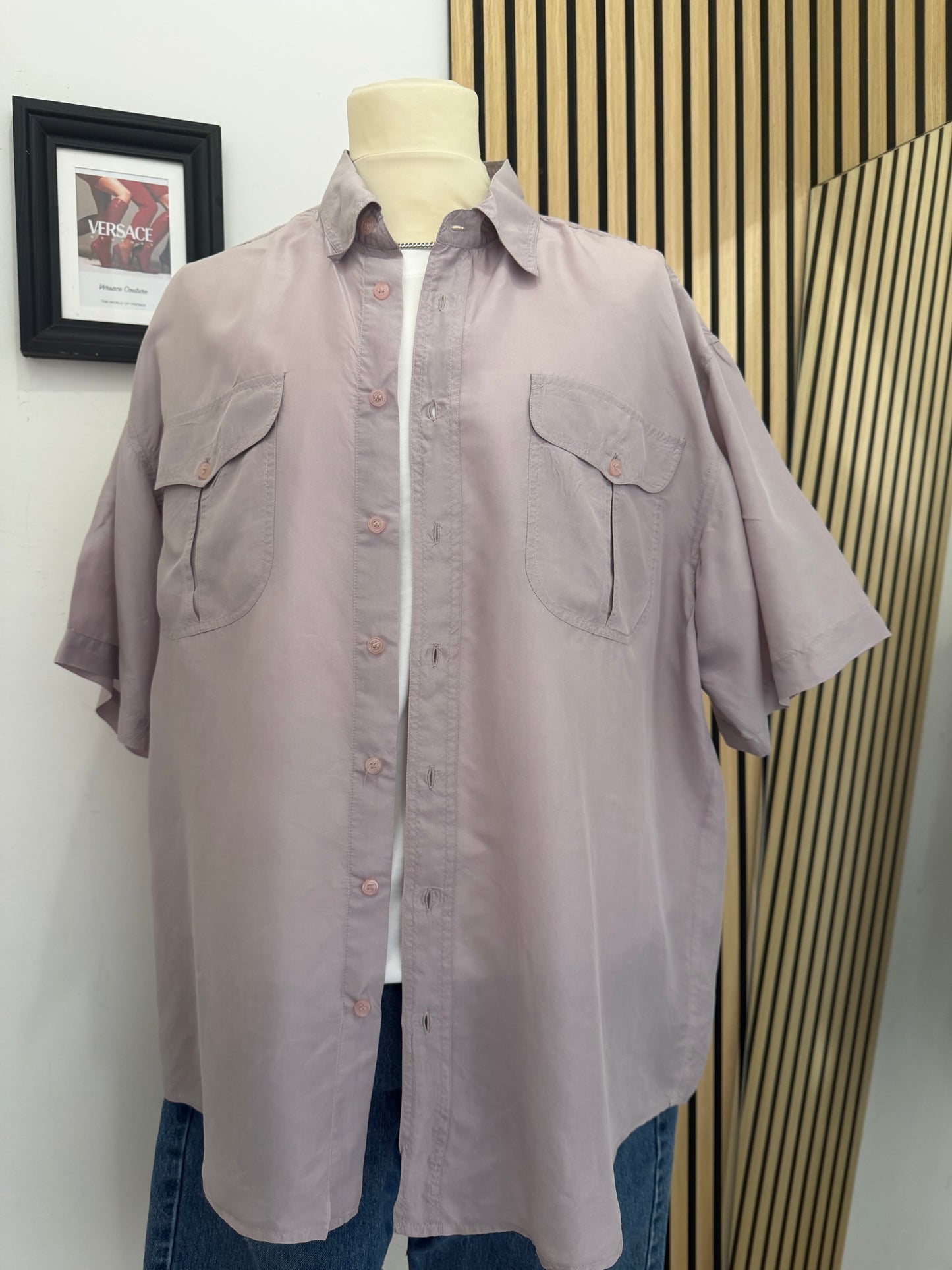 Camicia Vintage in seta lilla XL
