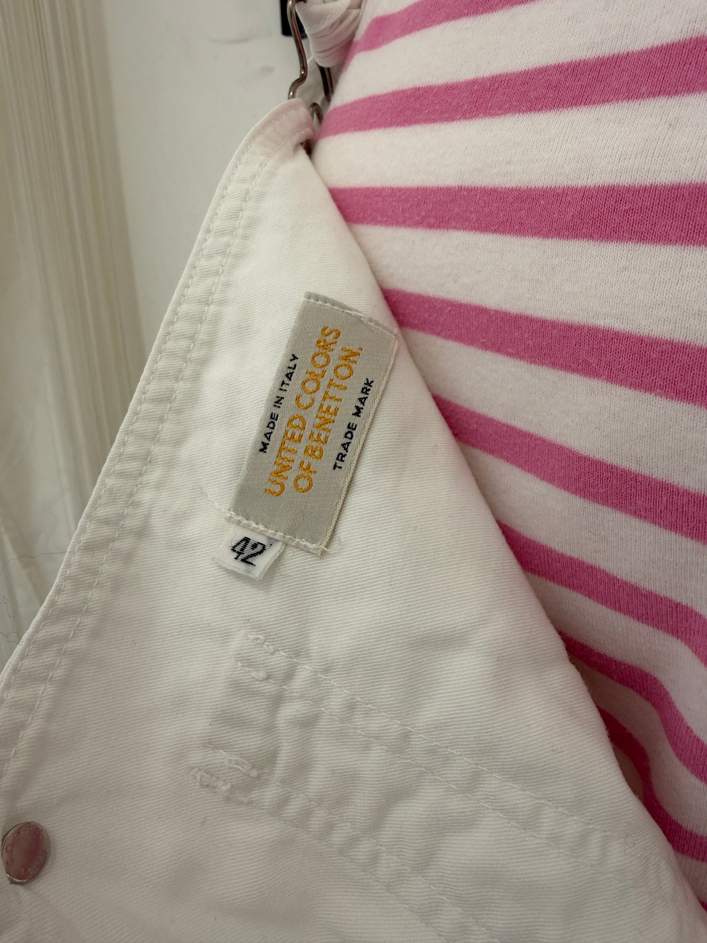 Salopette Corta in Denim Bianco - United Colors of Benetton
