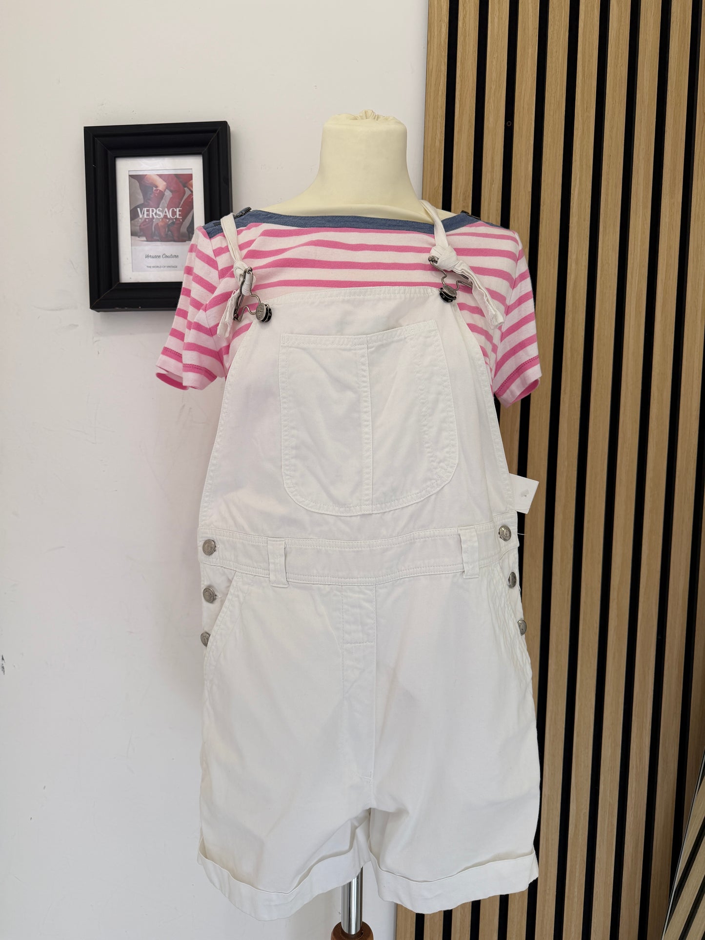Salopette Corta in Denim Bianco - United Colors of Benetton