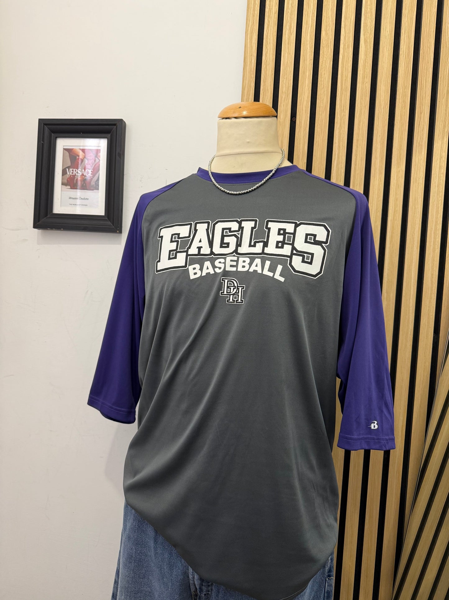 Vintage Badger Eagles Baseball Jersey DH - Grey/Purple