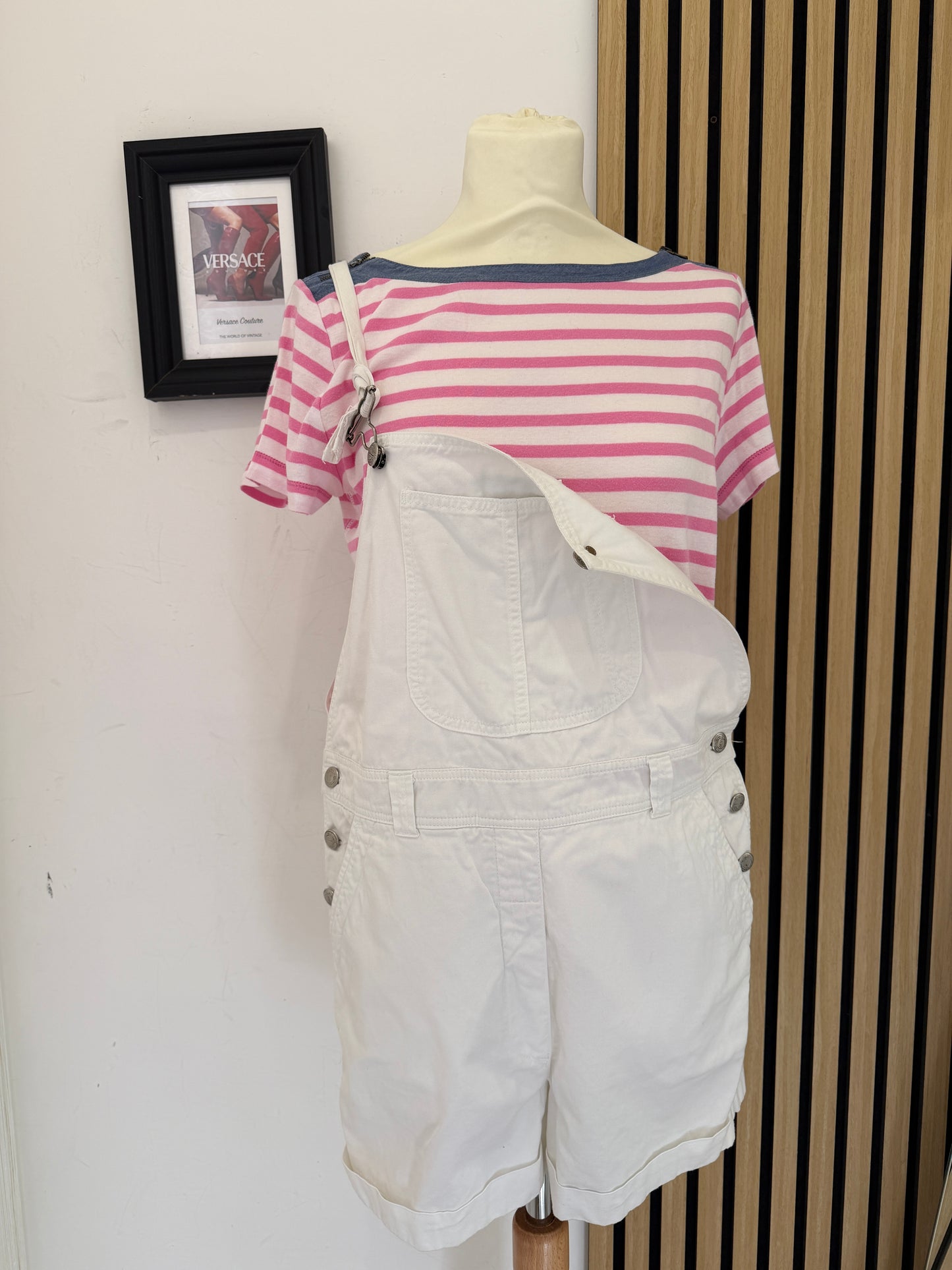 Salopette Corta in Denim Bianco - United Colors of Benetton