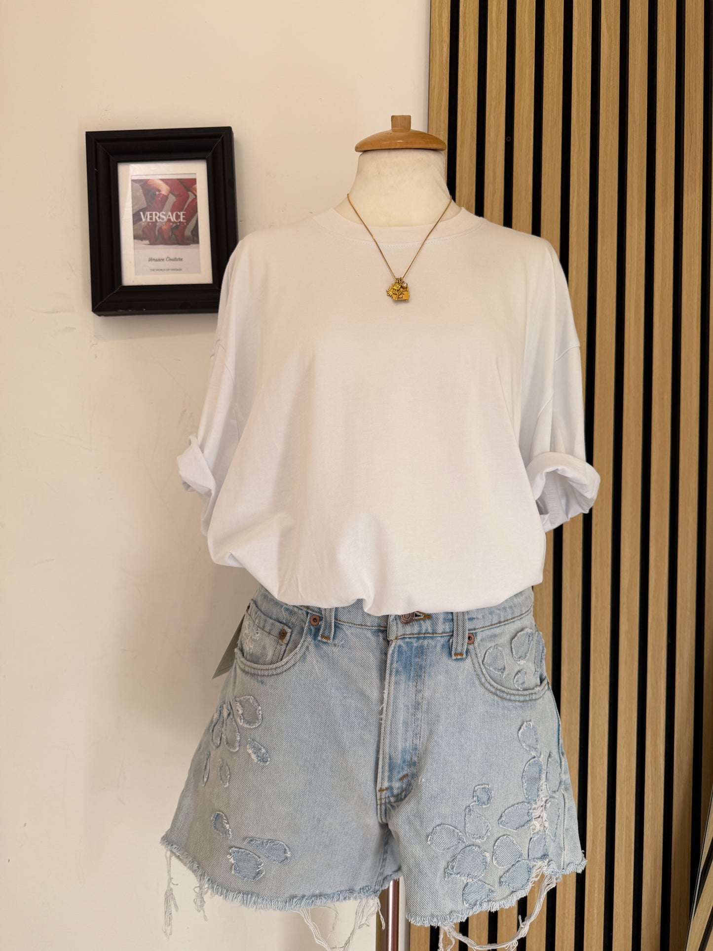 Shorts in Denim Levi's® con Toppe Handmade Custom 42it