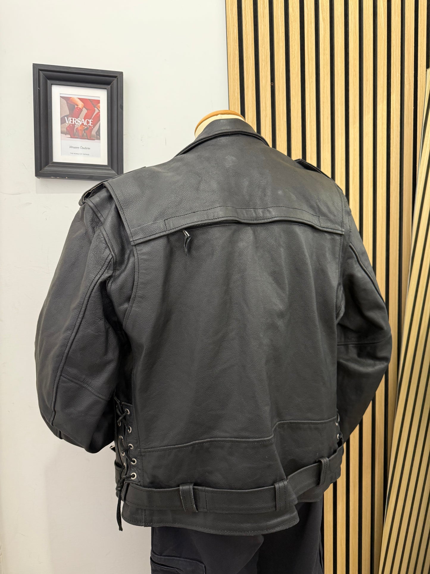 Chiodo motociclista, in vera pelle, unisex Made in USA