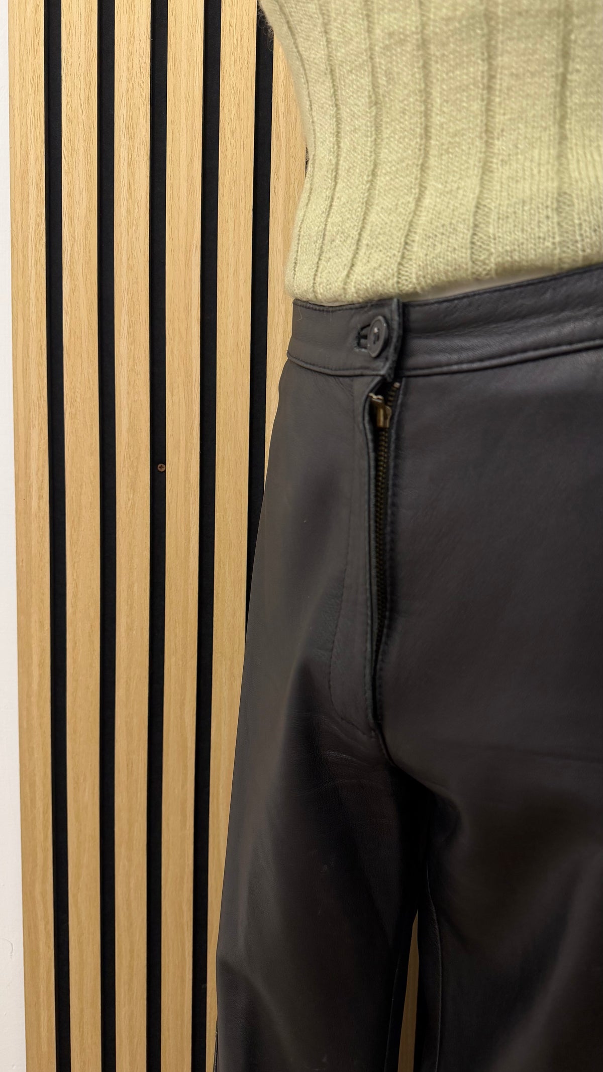 Pantaloni Vintage in Vera Pelle Nera