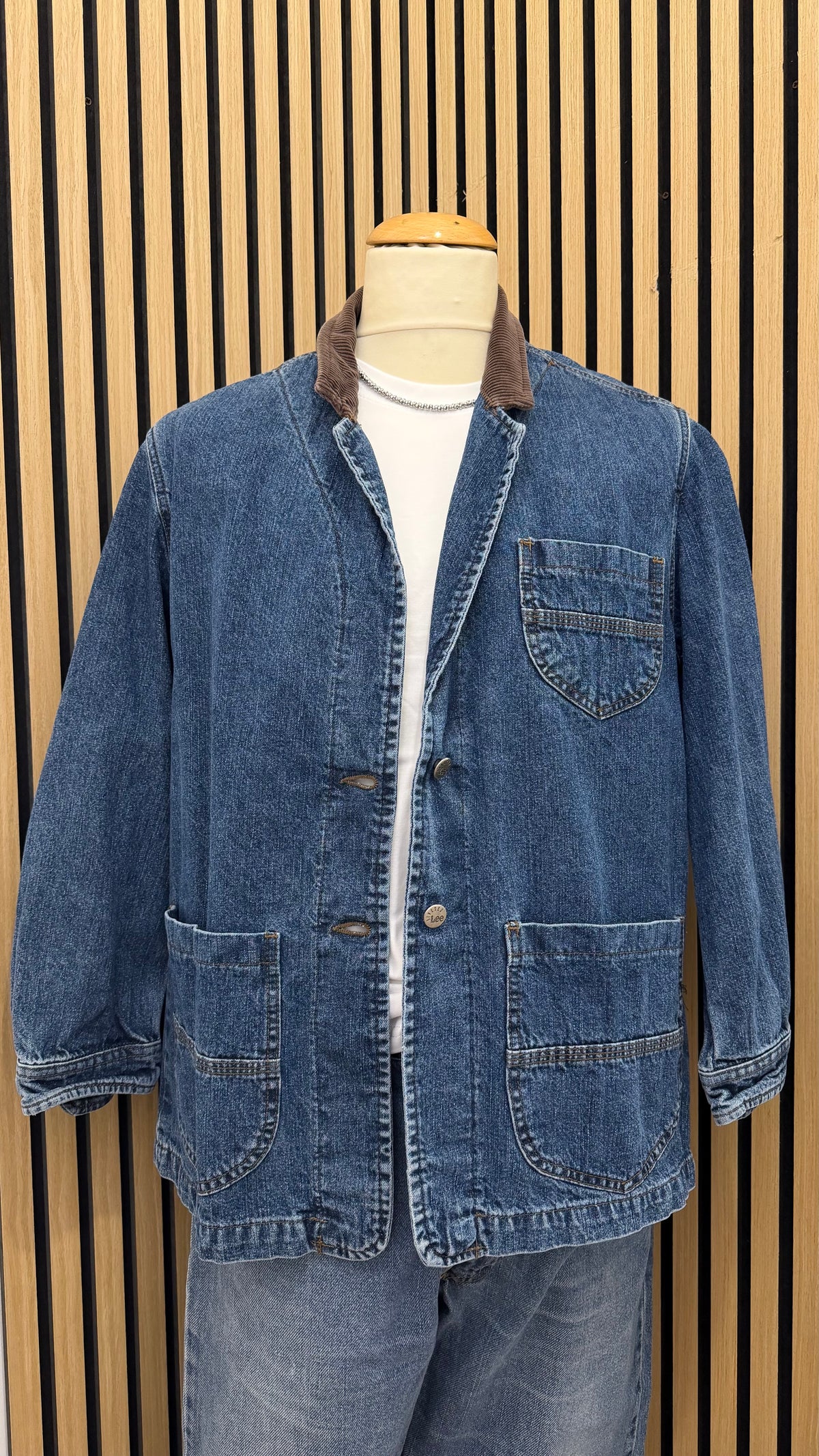 Giacca in Denim Lee con Colletto in Velluto