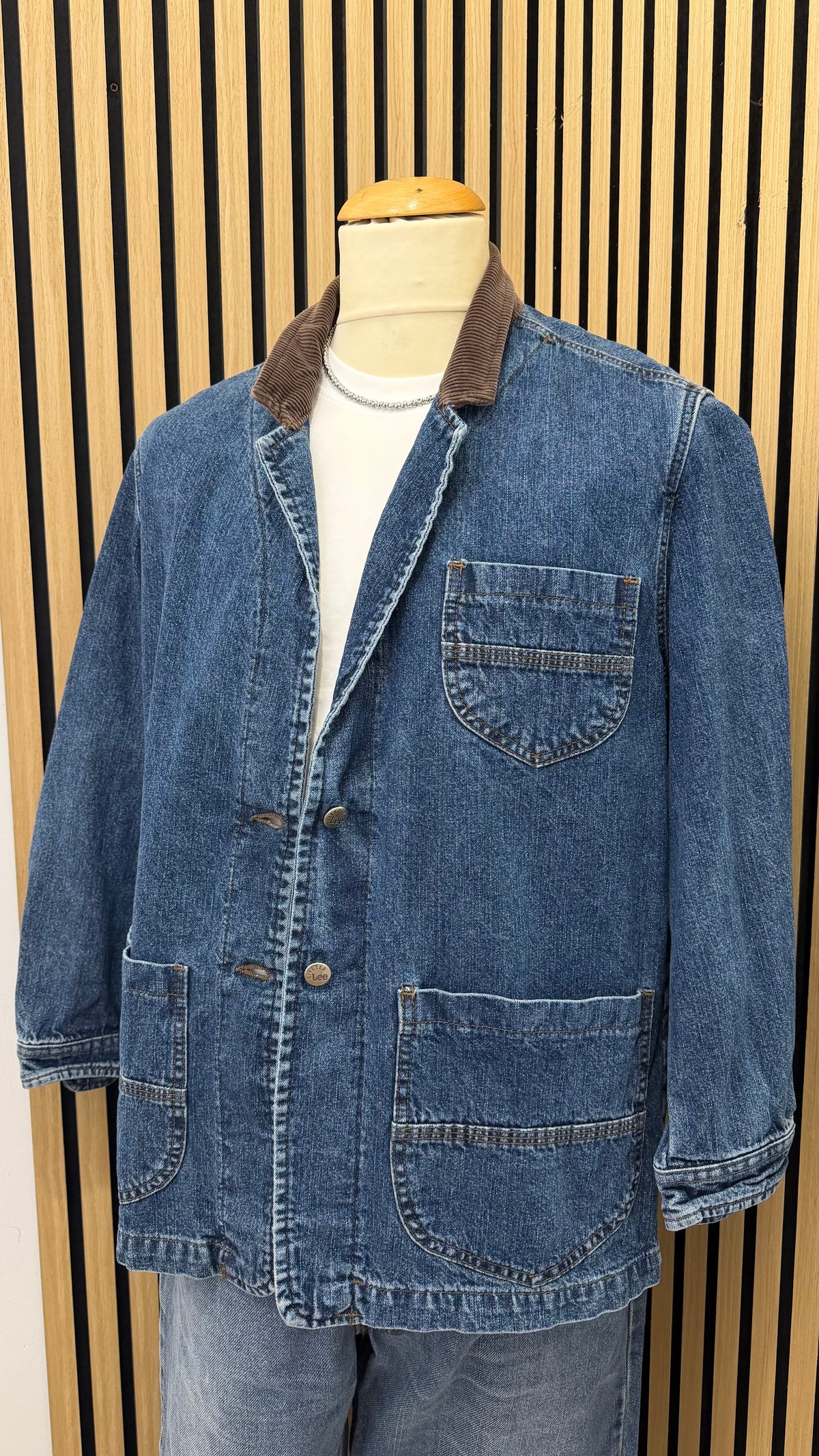 Giacca in Denim Lee con Colletto in Velluto