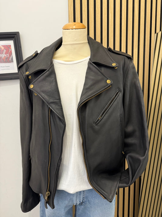 Chiodo motociclista, in vera pelle, unisex Made in USA