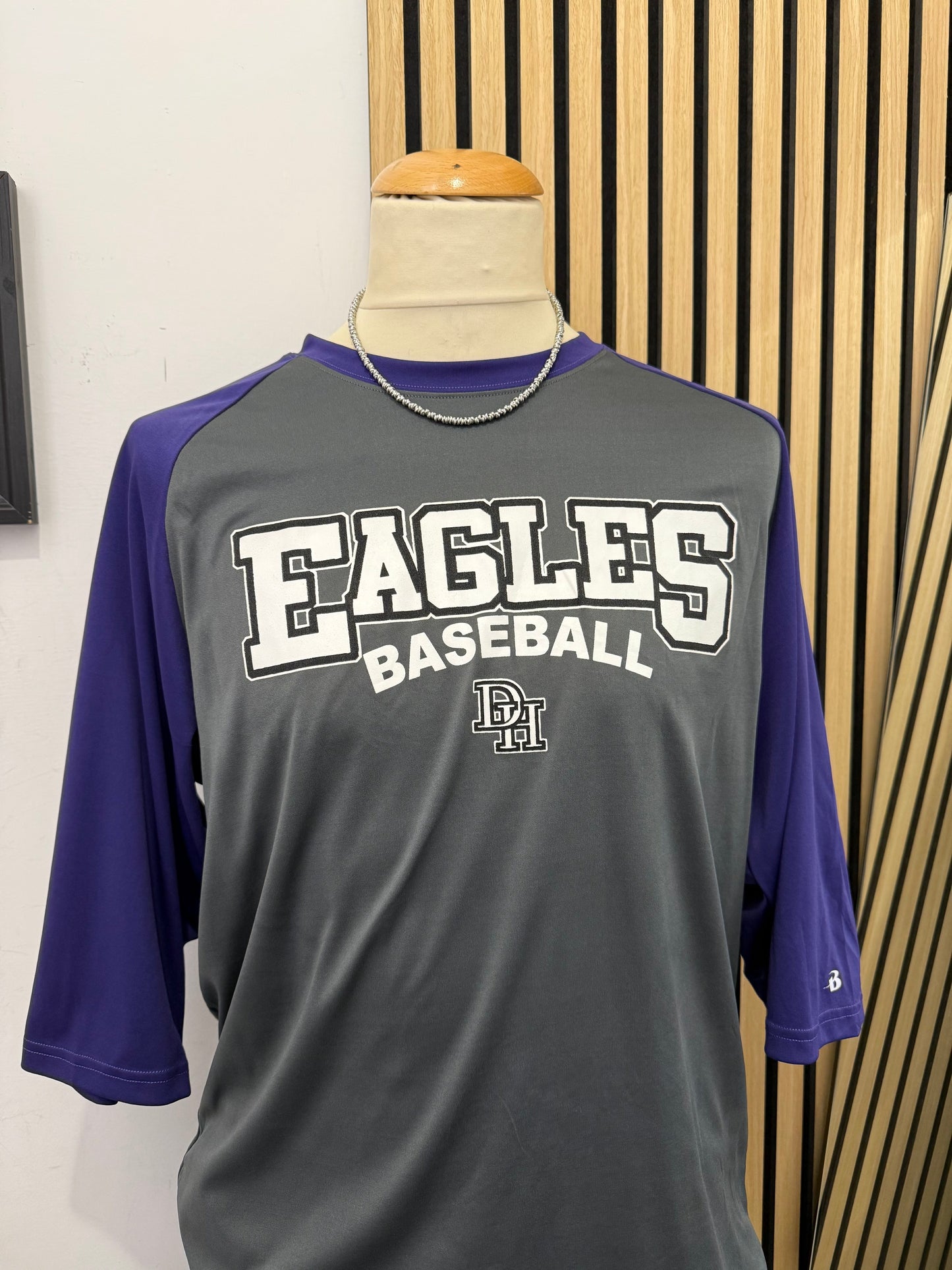 Vintage Badger Eagles Baseball Jersey DH - Grey/Purple