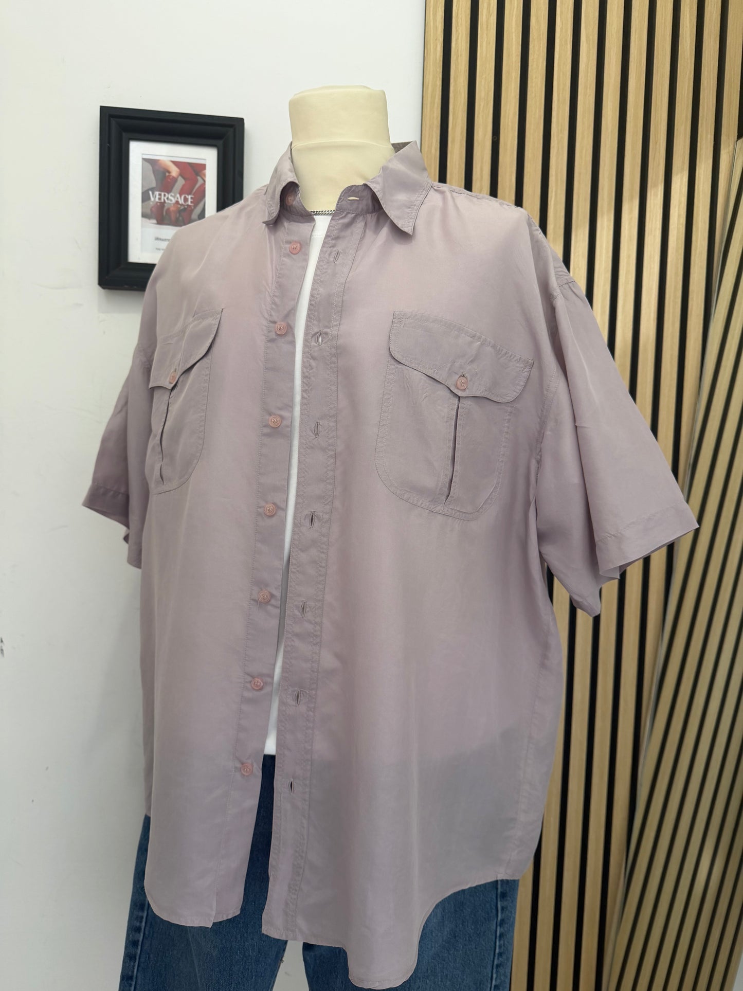 Camicia Vintage in seta lilla XL