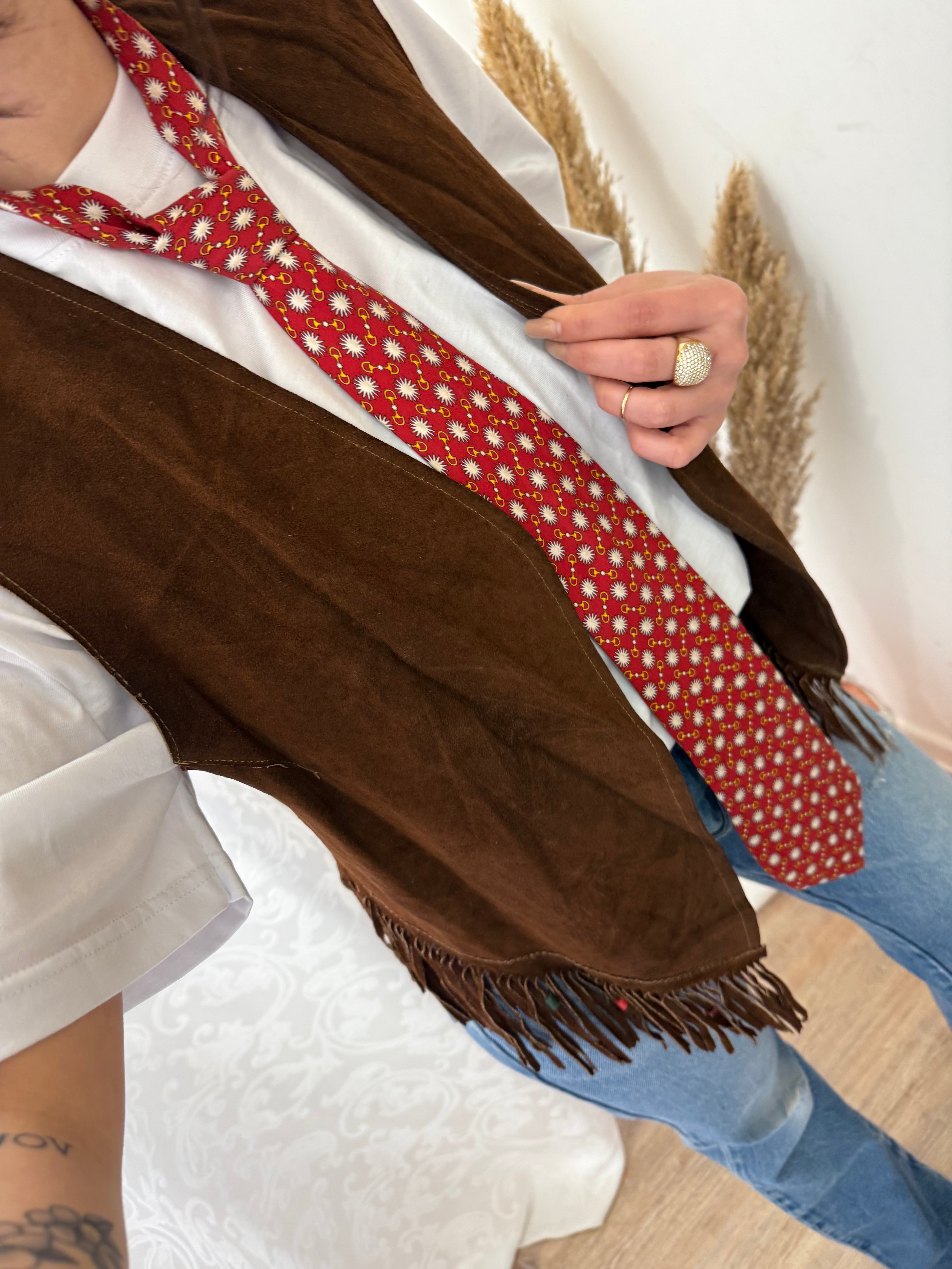 Gilet In Vera Pelle con frange