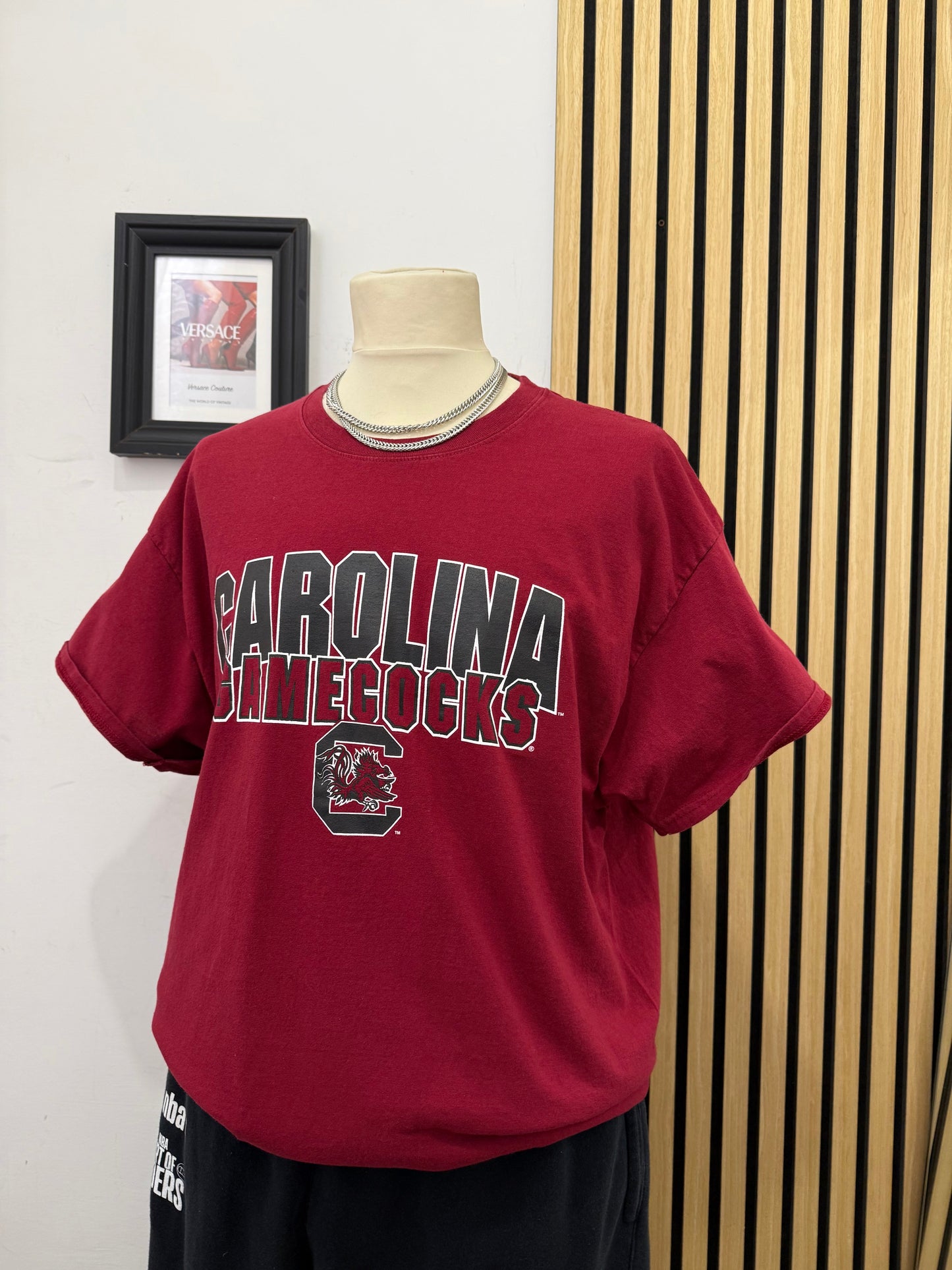 T-shirt vintage Hanes dei Carolina Gamecocks in bordeaux unisex