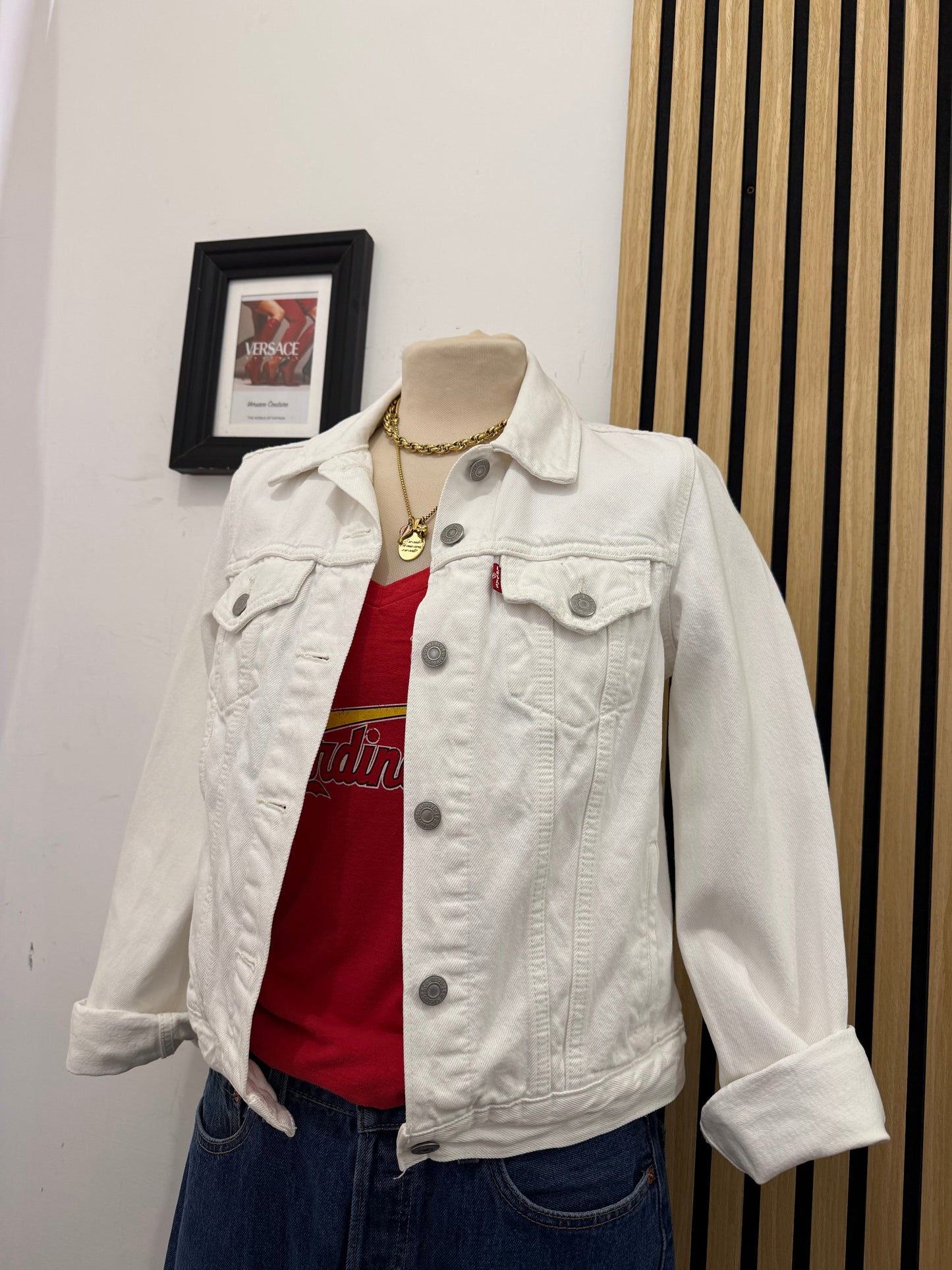 Giacca Jeans Levi's Bianca Vintage - Taglia M