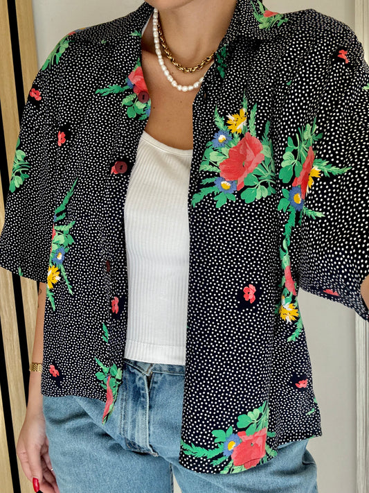 Camicia Vintage a fantasia crop