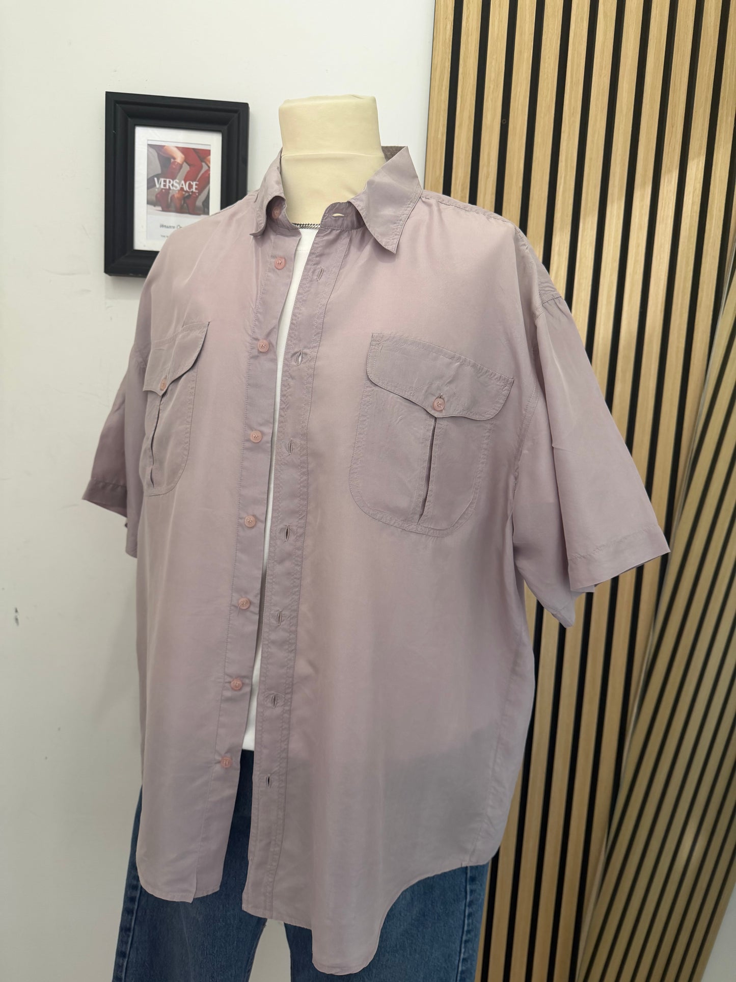 Camicia Vintage in seta lilla XL