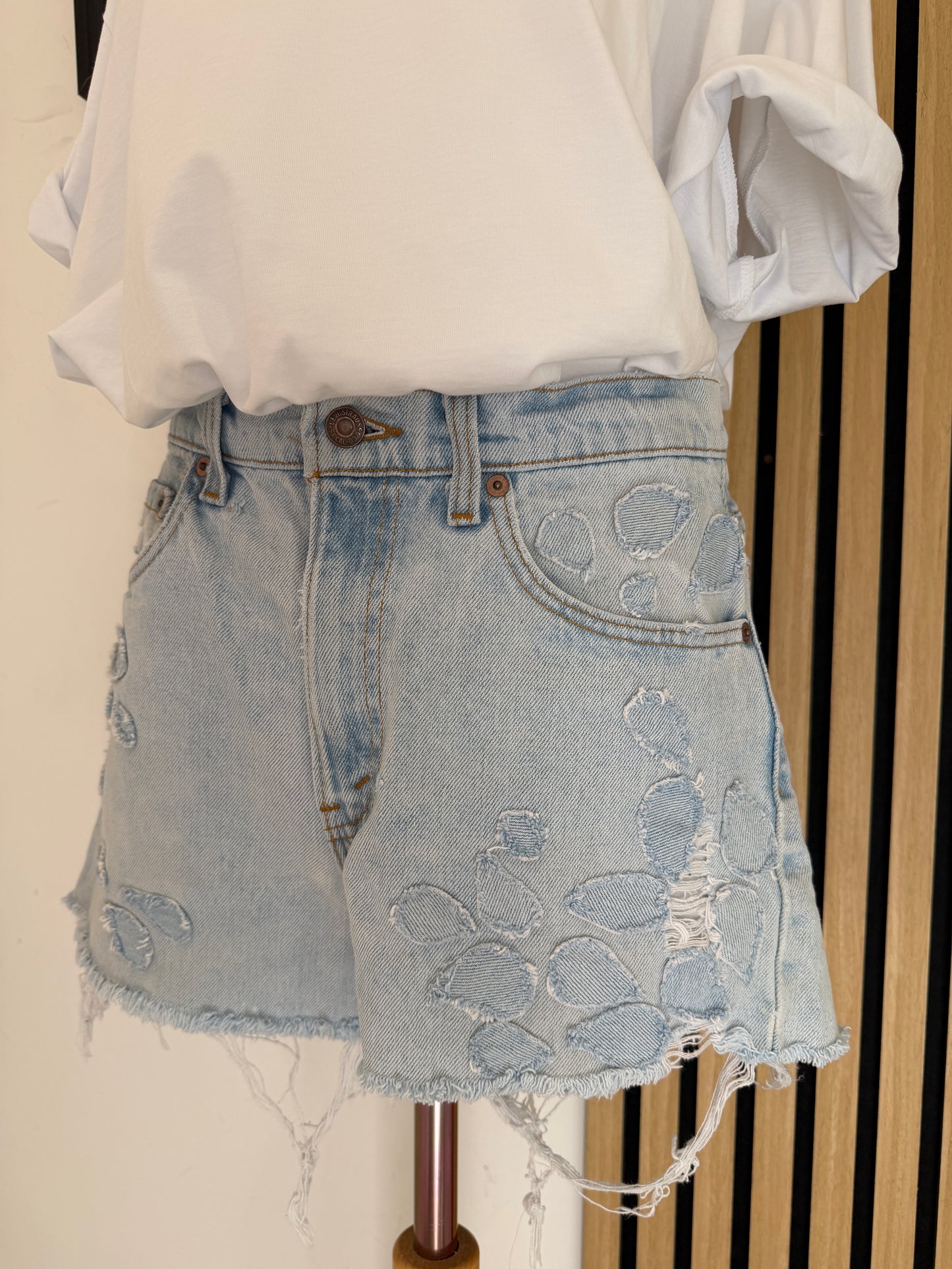 Shorts in Denim Levi's® con Toppe Handmade Custom 42it