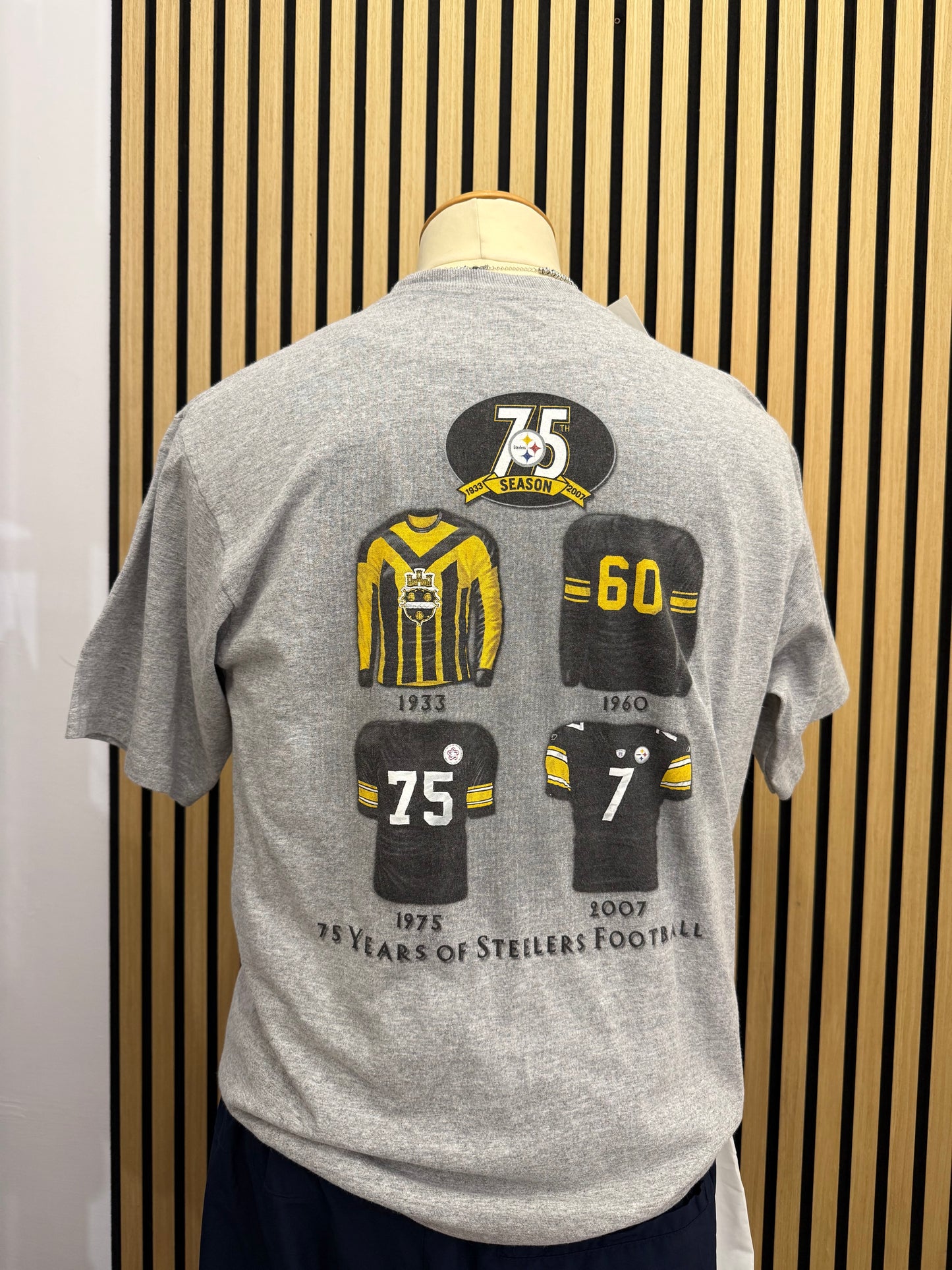 T-shirt Unisex Vintage Pittsburgh Steelers 75th Season – Commemorativa NFL Anni '00