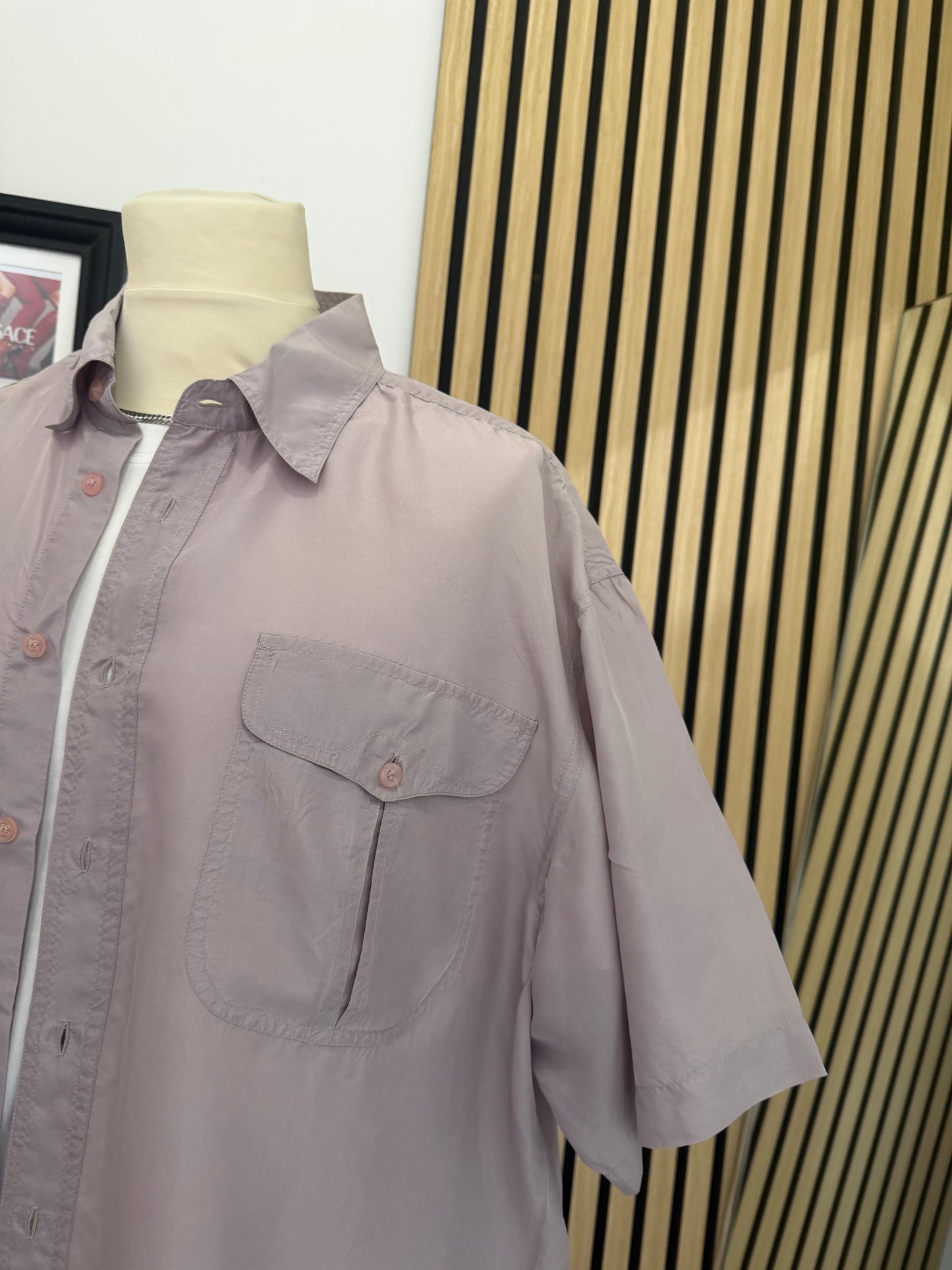 Camicia Vintage in seta lilla XL