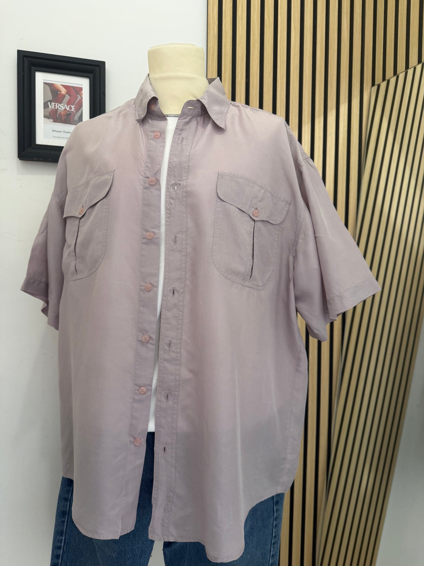 Camicia Vintage in seta lilla XL