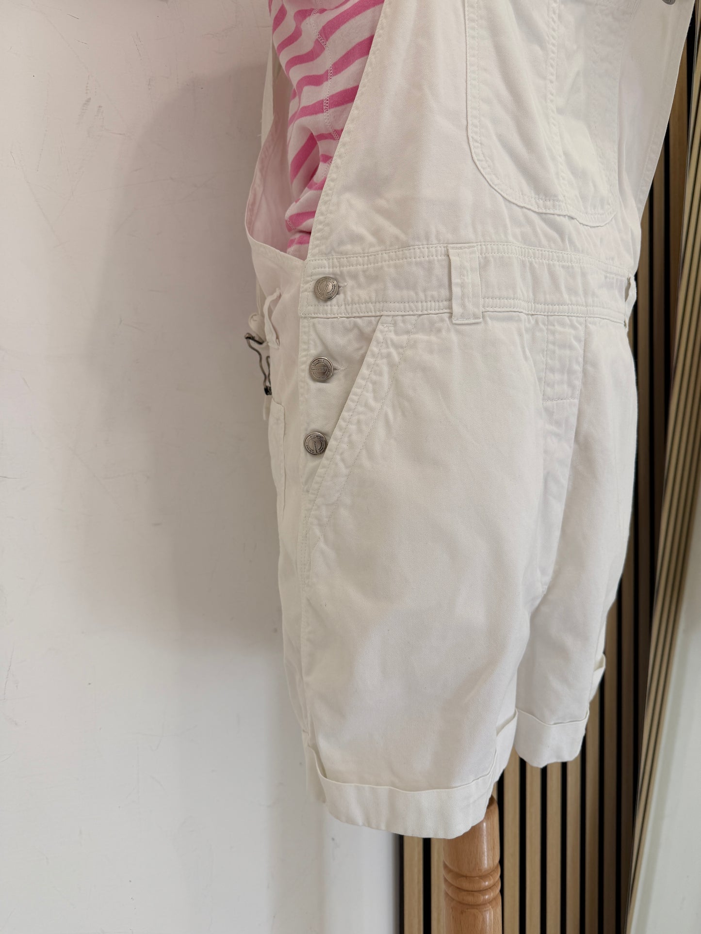 Salopette Corta in Denim Bianco - United Colors of Benetton