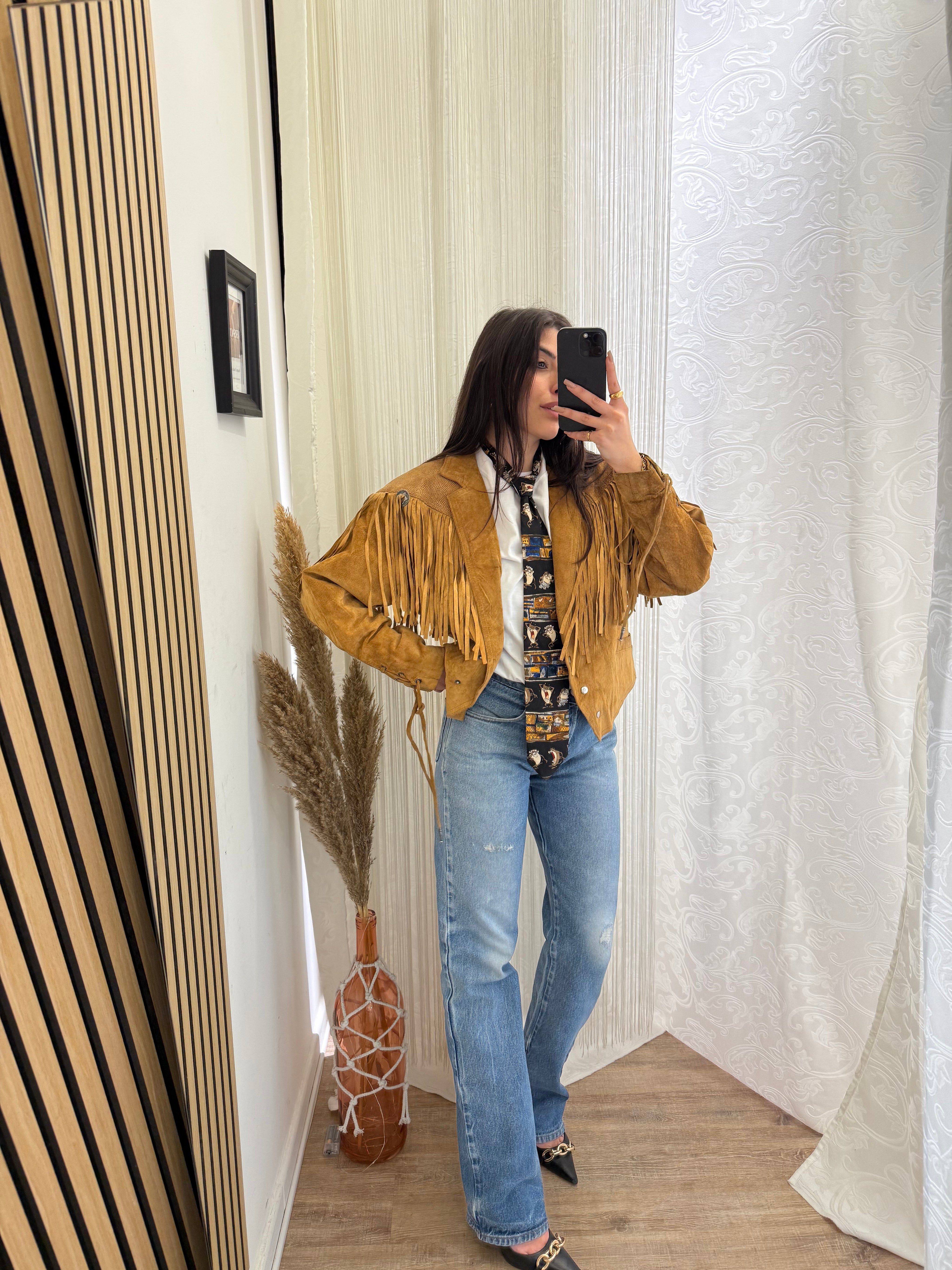 Giacca In Vera Pelle Crop