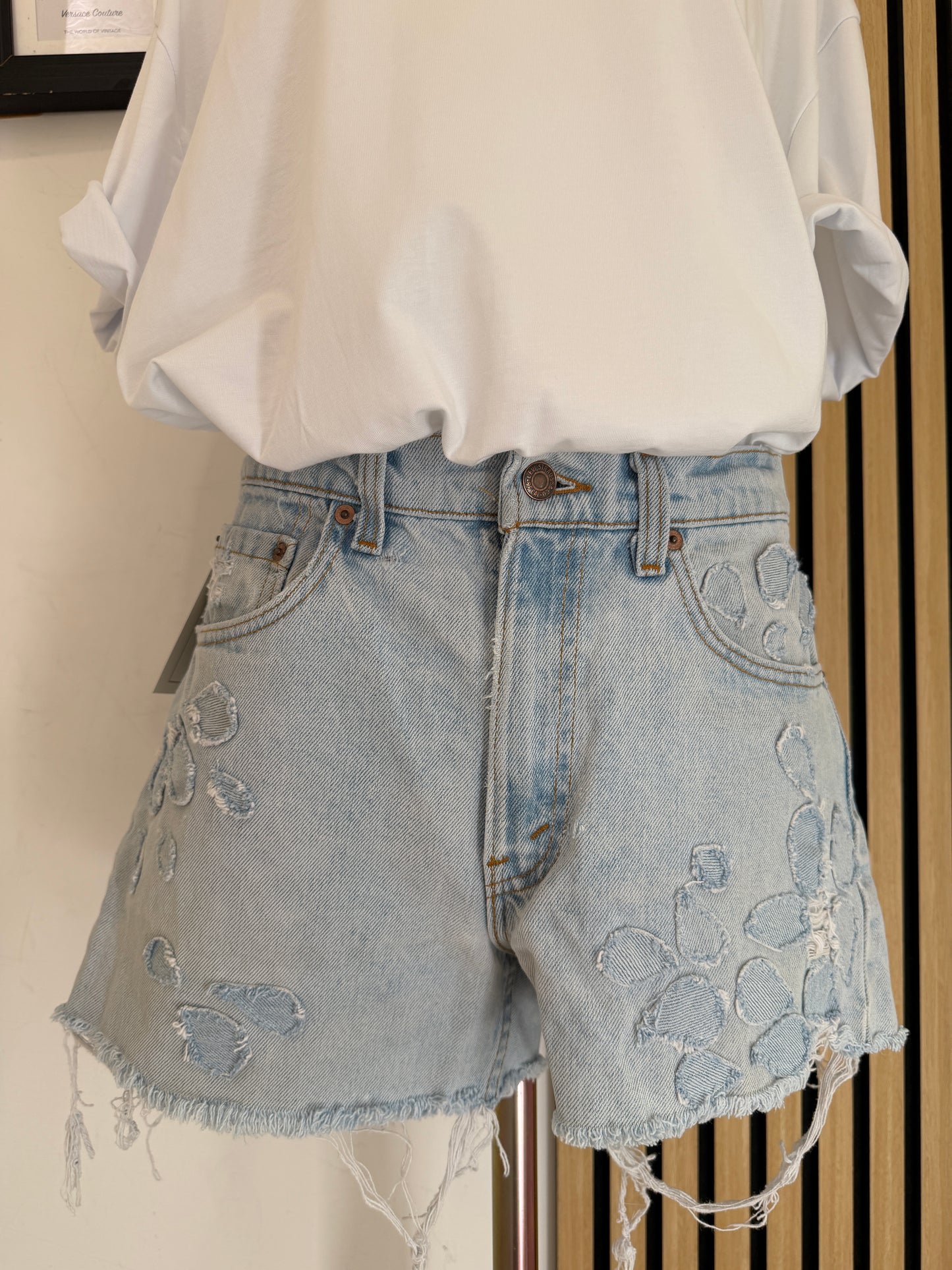 Shorts in Denim Levi's® con Toppe Handmade Custom 42it
