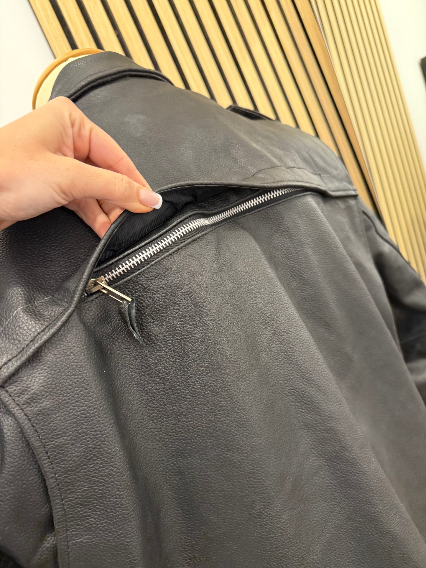 Chiodo motociclista, in vera pelle, unisex Made in USA