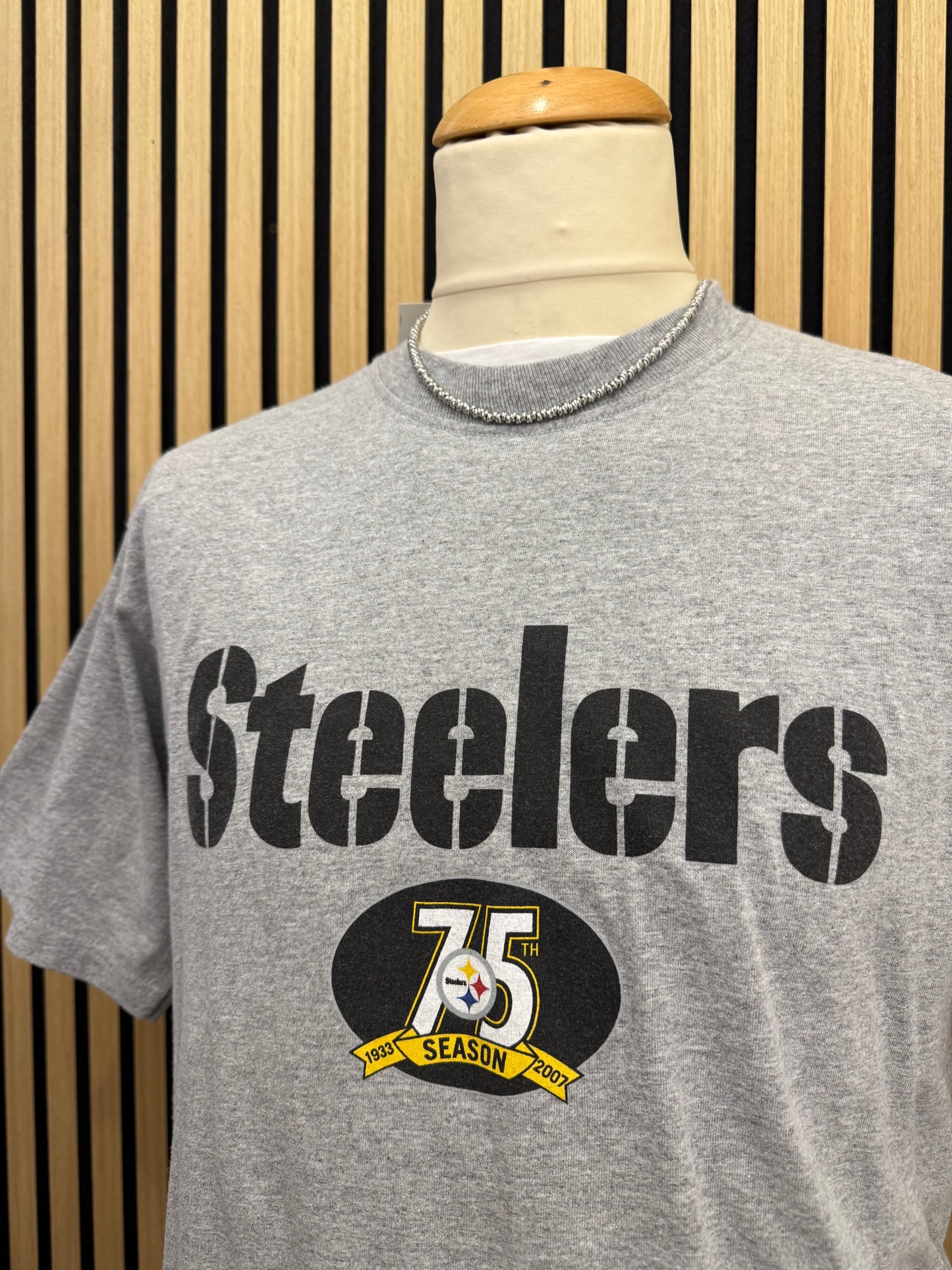 T-shirt Unisex Vintage Pittsburgh Steelers 75th Season – Commemorativa NFL Anni '00