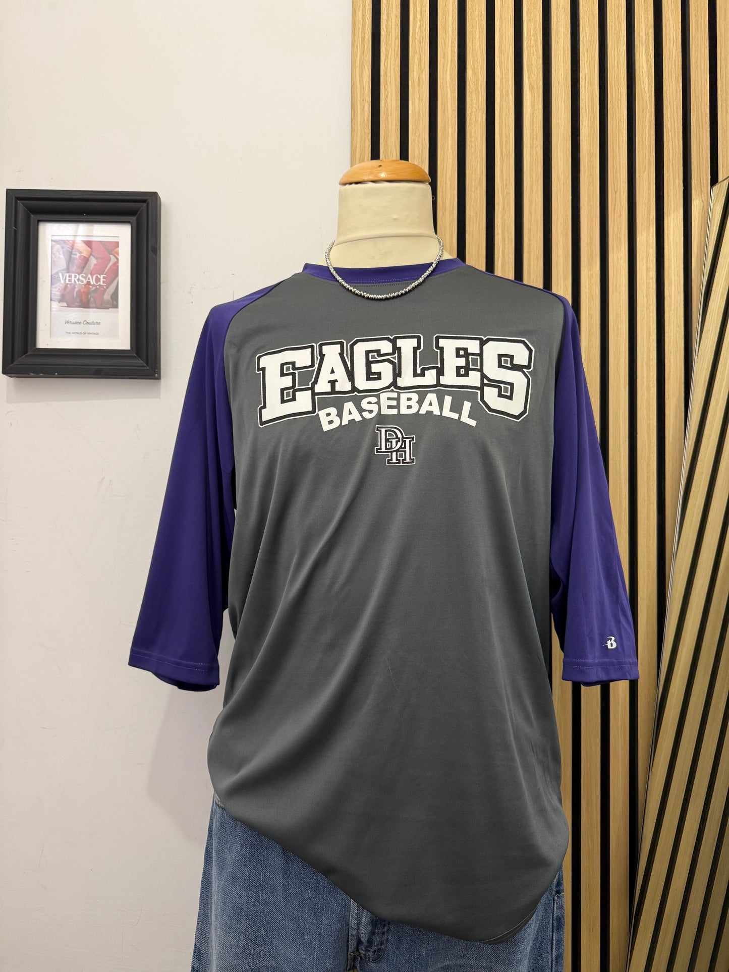 Vintage Badger Eagles Baseball Jersey DH - Grey/Purple