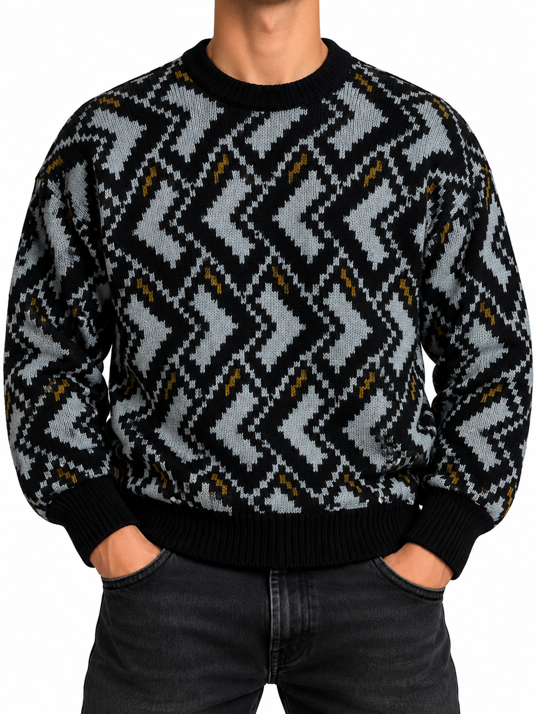 Maglione Vintage con Trama Geometrica (Anni '80 / '90)