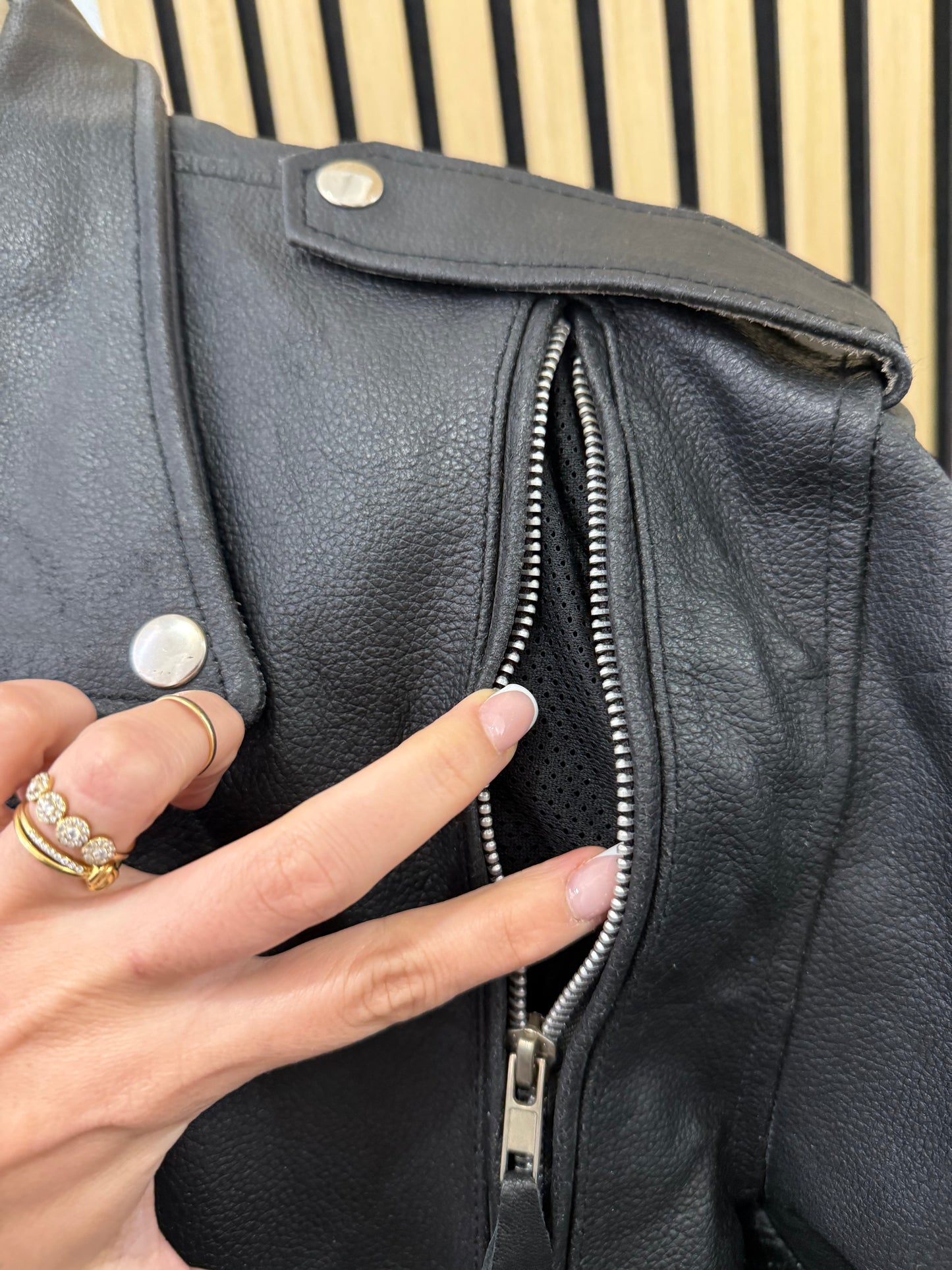 Chiodo motociclista, in vera pelle, unisex Made in USA