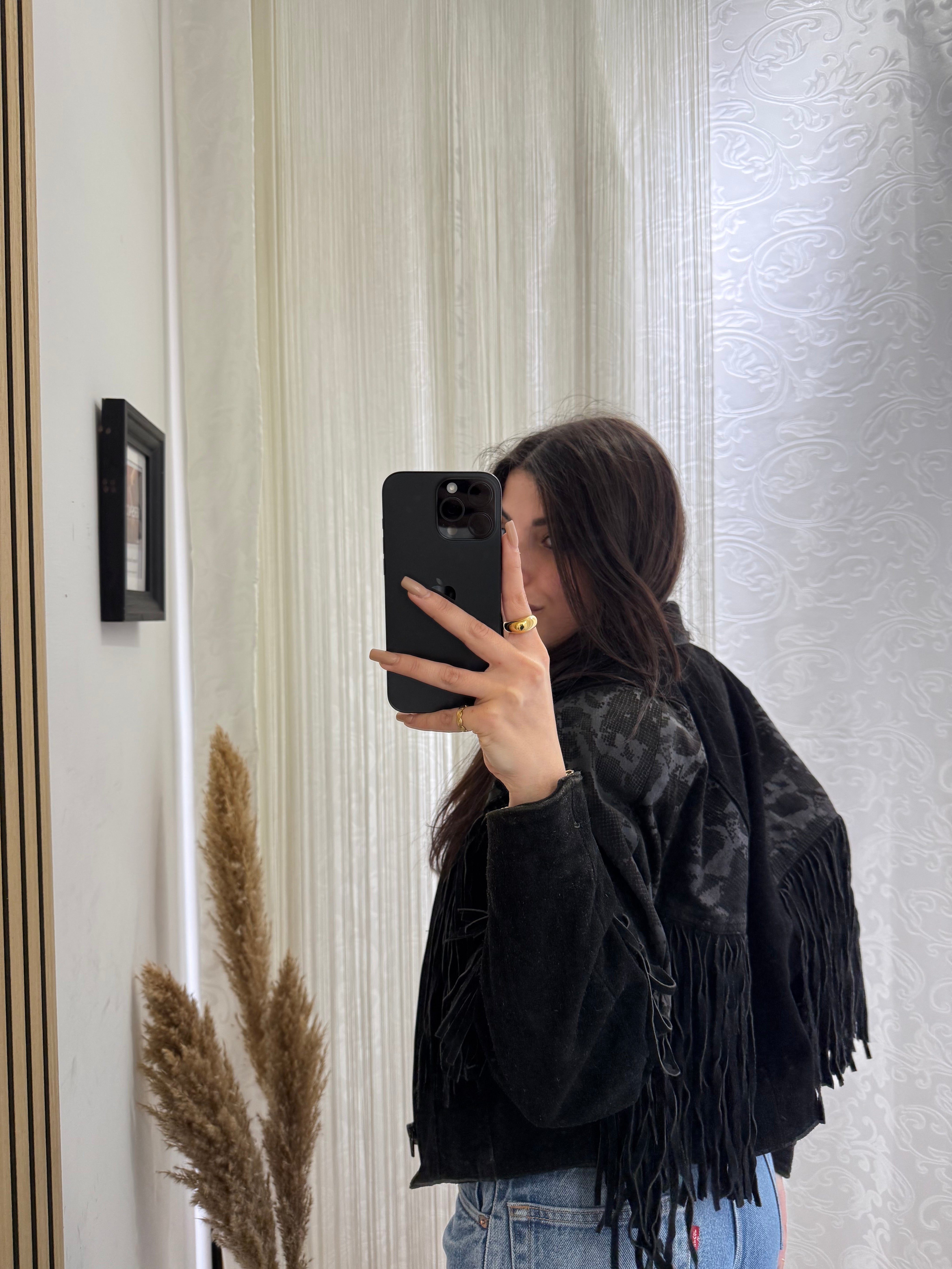 Giacca In Vera Pelle Crop